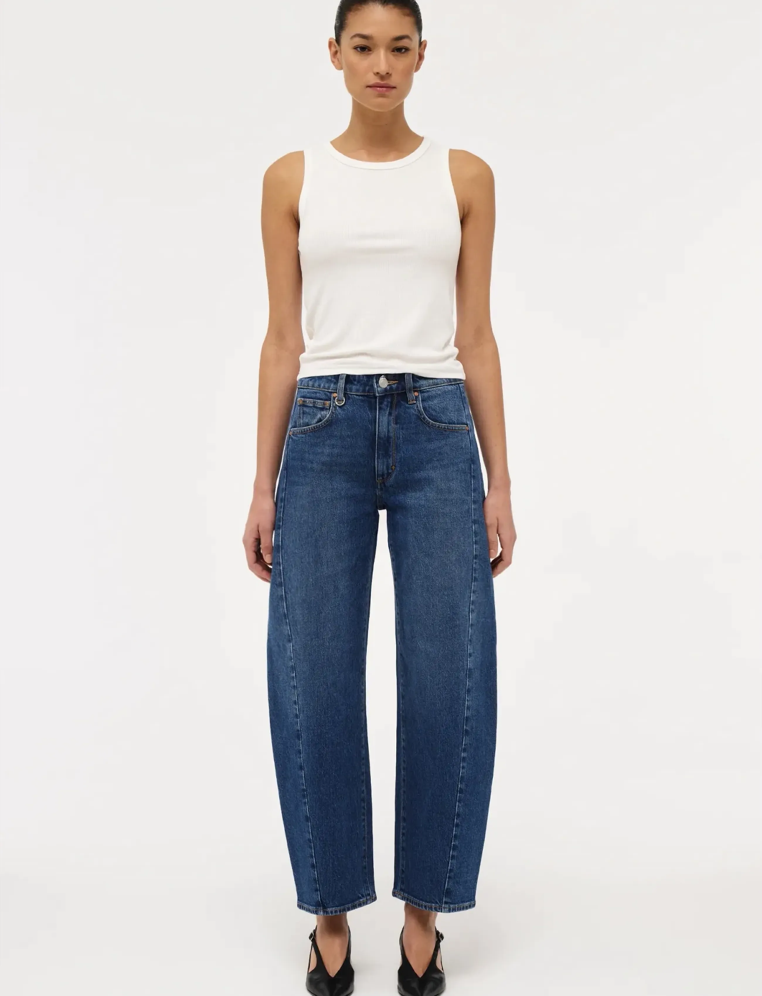 NEUW Amber Barrel Iris Mid Vintage Indigo, 25 x 30, Blue, Jeans > Barrel Jeans, Dame