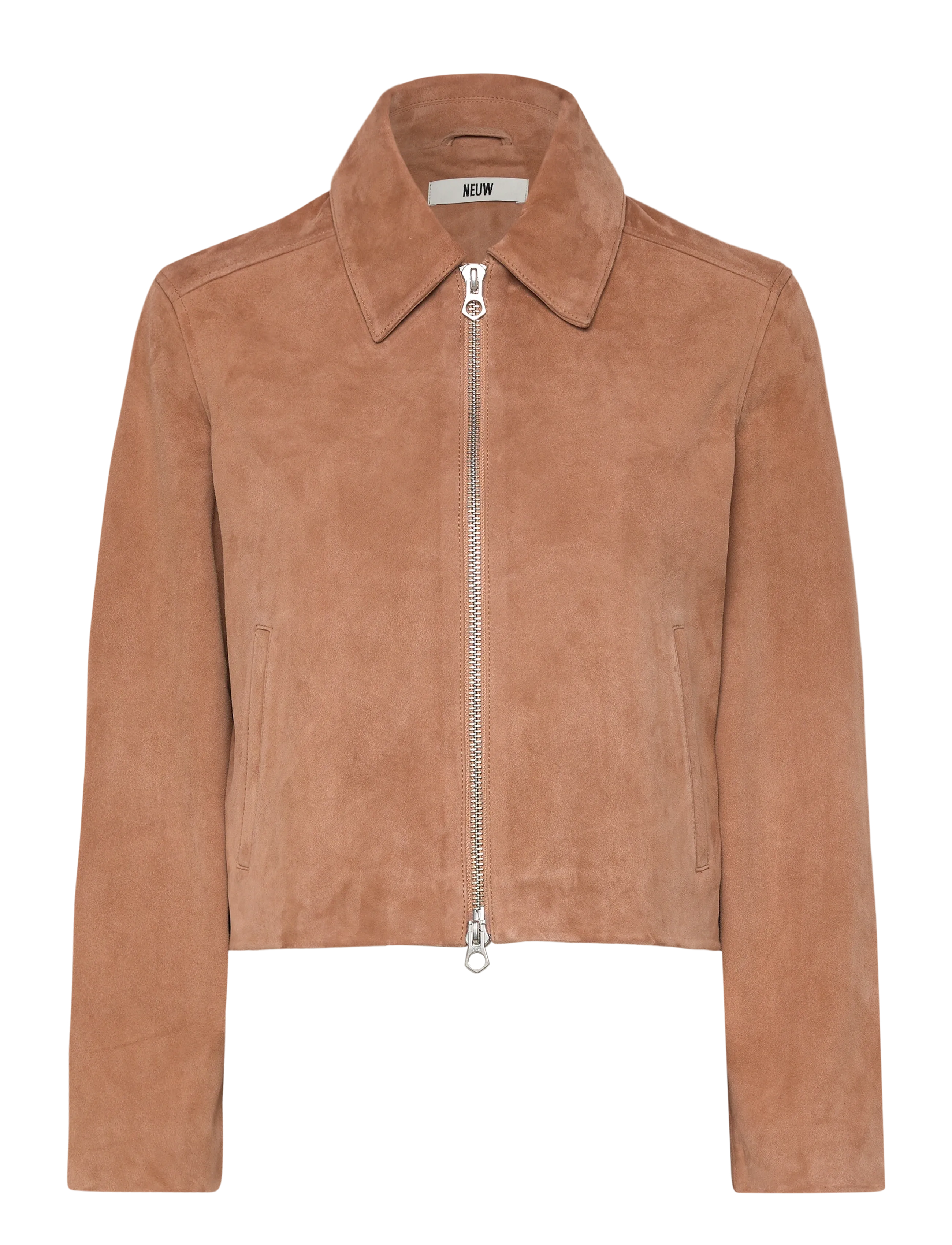 SUEDE ZIP JACKETTAN - BROWN
