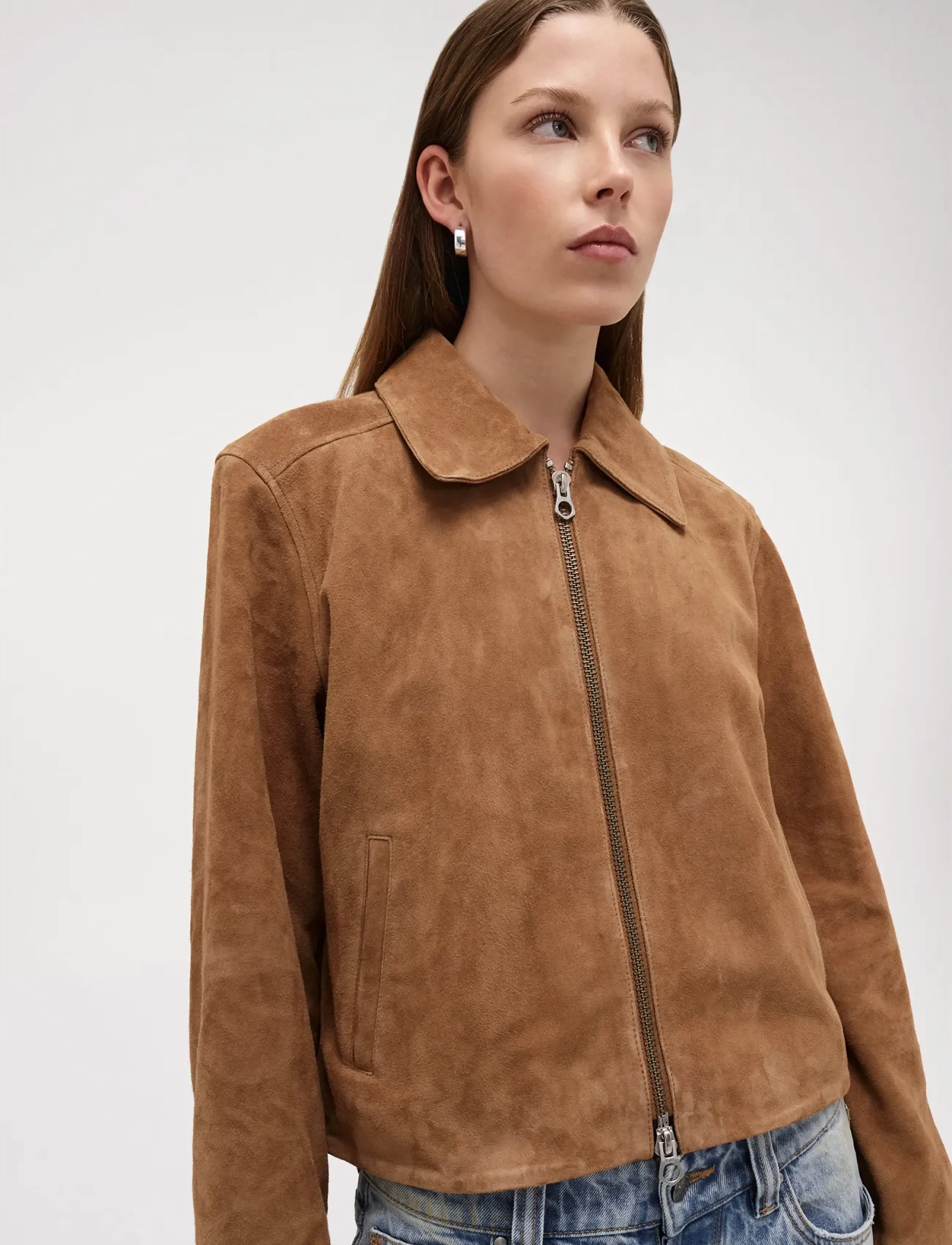 NEUW SUEDE ZIP JACKETTAN - Nyheter - BROWN / brown