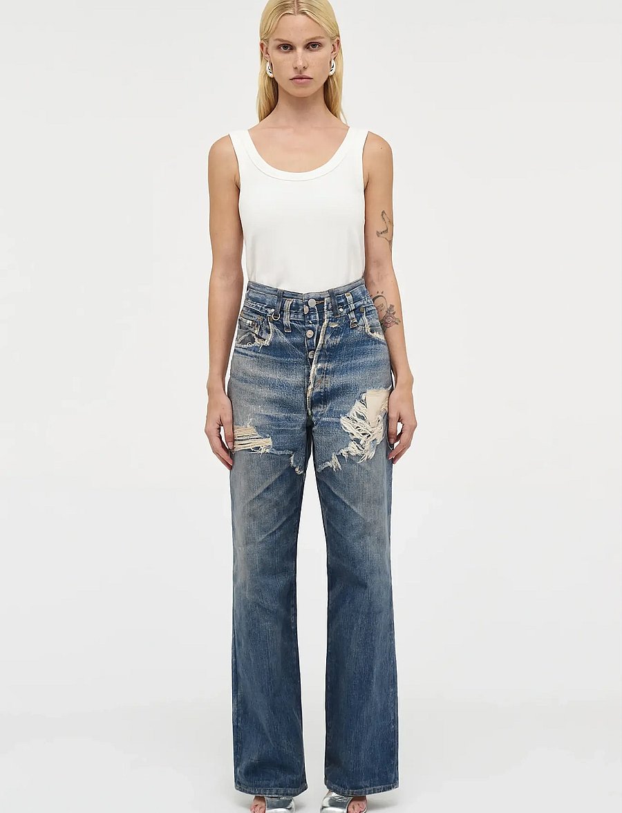 NEUW - COCO RELAXED DIGITAL SUMMERMID VINTAGE INDIGO - hosen mit weitem bein - blue - 0