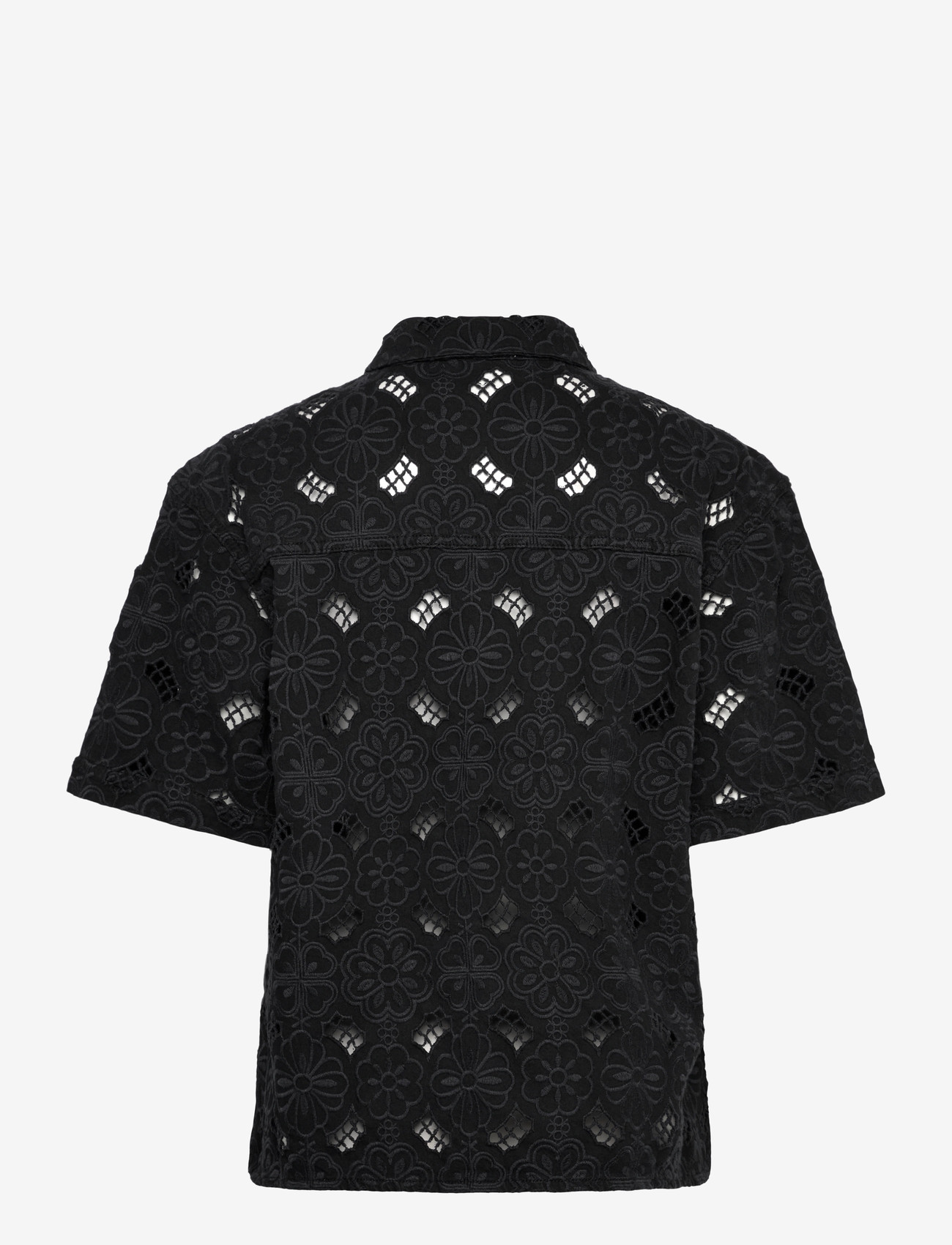 NEUW - FIORE EMBROIDERY SHIRTWASHED BLACK - lühikeste varrukatega särgid - black - 2