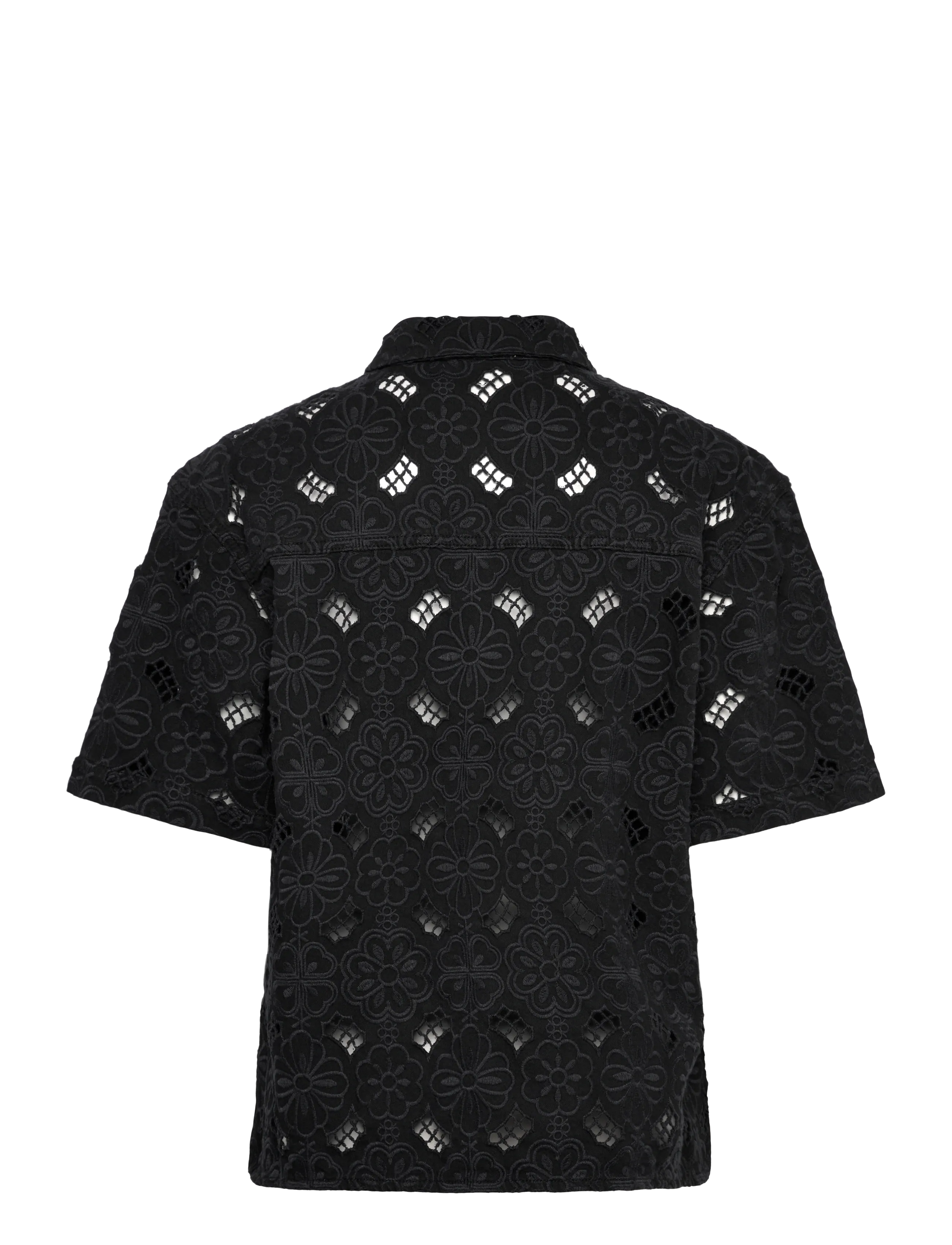 NEUW - FIORE EMBROIDERY SHIRTWASHED BLACK - short-sleeved shirts - black - 2