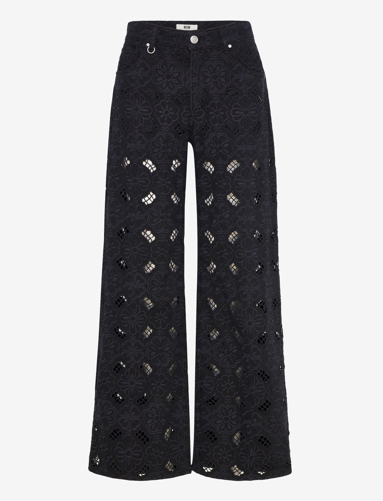 NEUW - EVA WIDE FIORE EMBROIDERYBLUE BLACK - brede jeans - black - 1