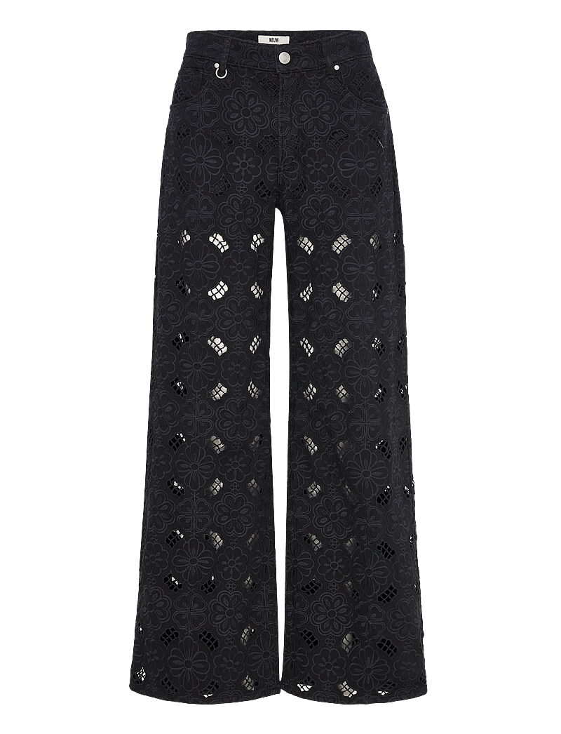 NEUW - EVA WIDE FIORE EMBROIDERYBLUE BLACK - brede jeans - black - 1