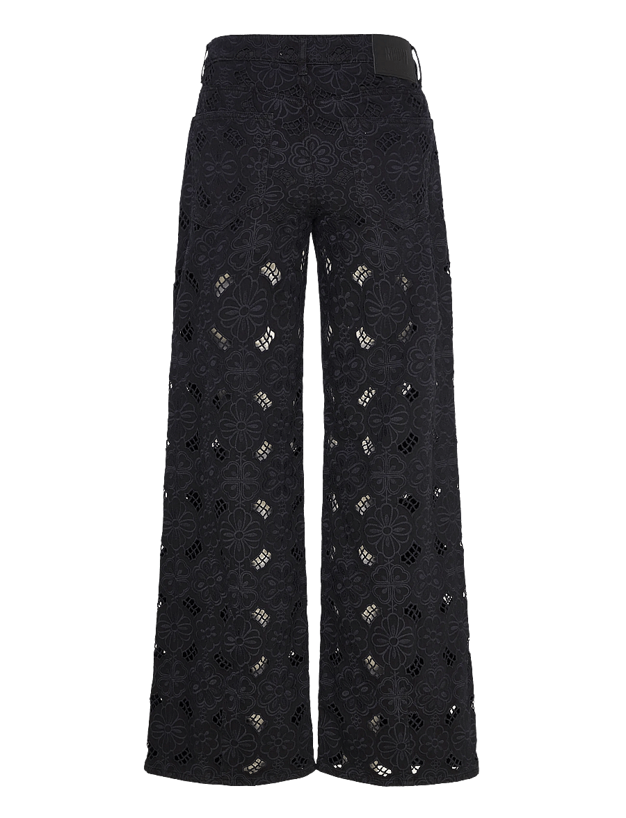NEUW - EVA WIDE FIORE EMBROIDERYBLUE BLACK - brede jeans - black - 2
