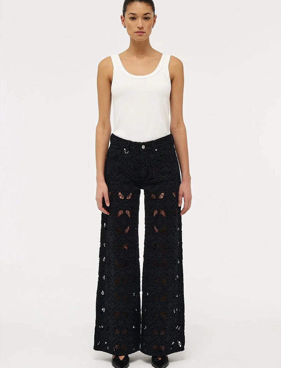 NEUW - EVA WIDE FIORE EMBROIDERYBLUE BLACK - brede jeans - black - 3