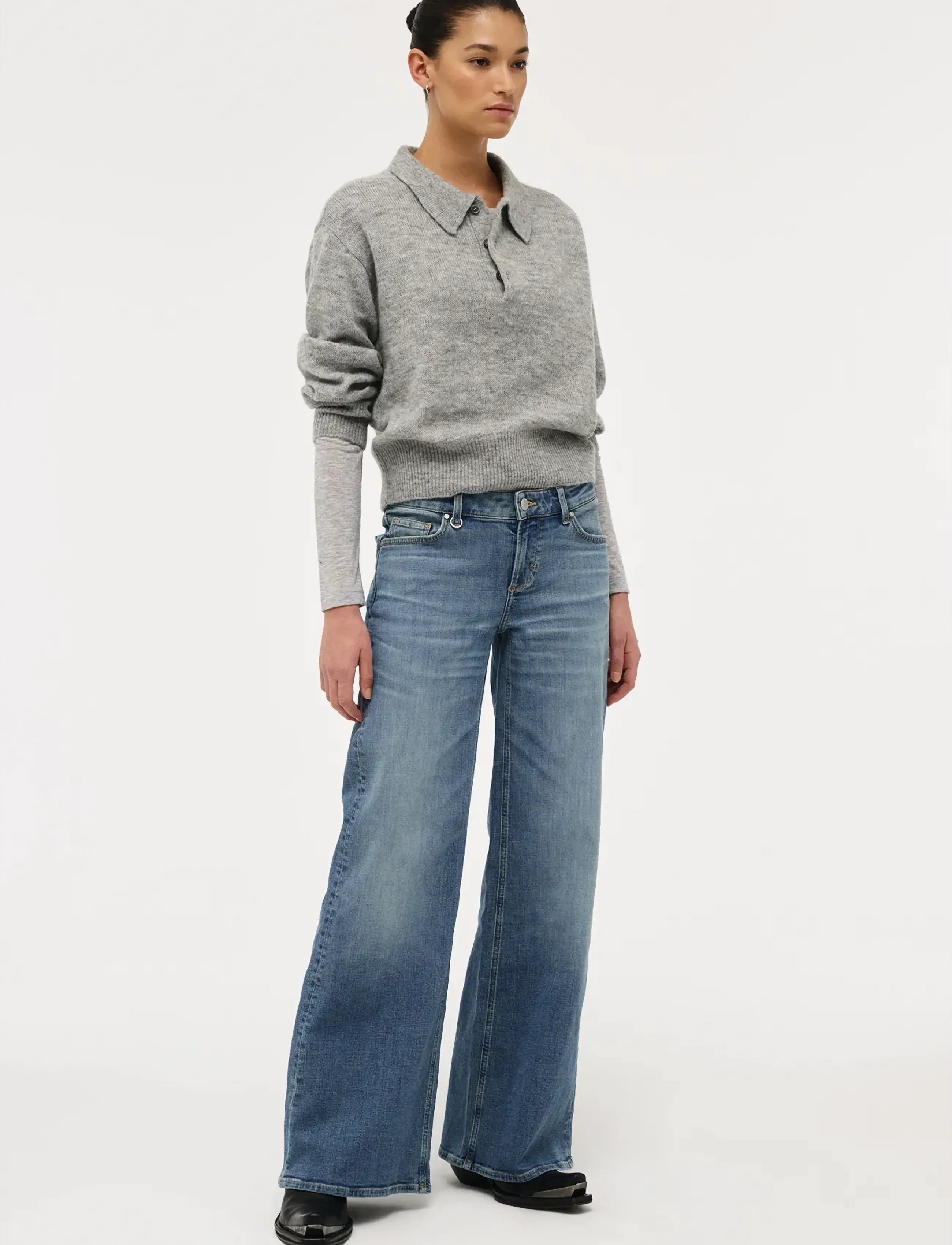NEUW - EVA LOW VIEW MID VINTAGE INDIGO - jeans évasés - blue - 3
