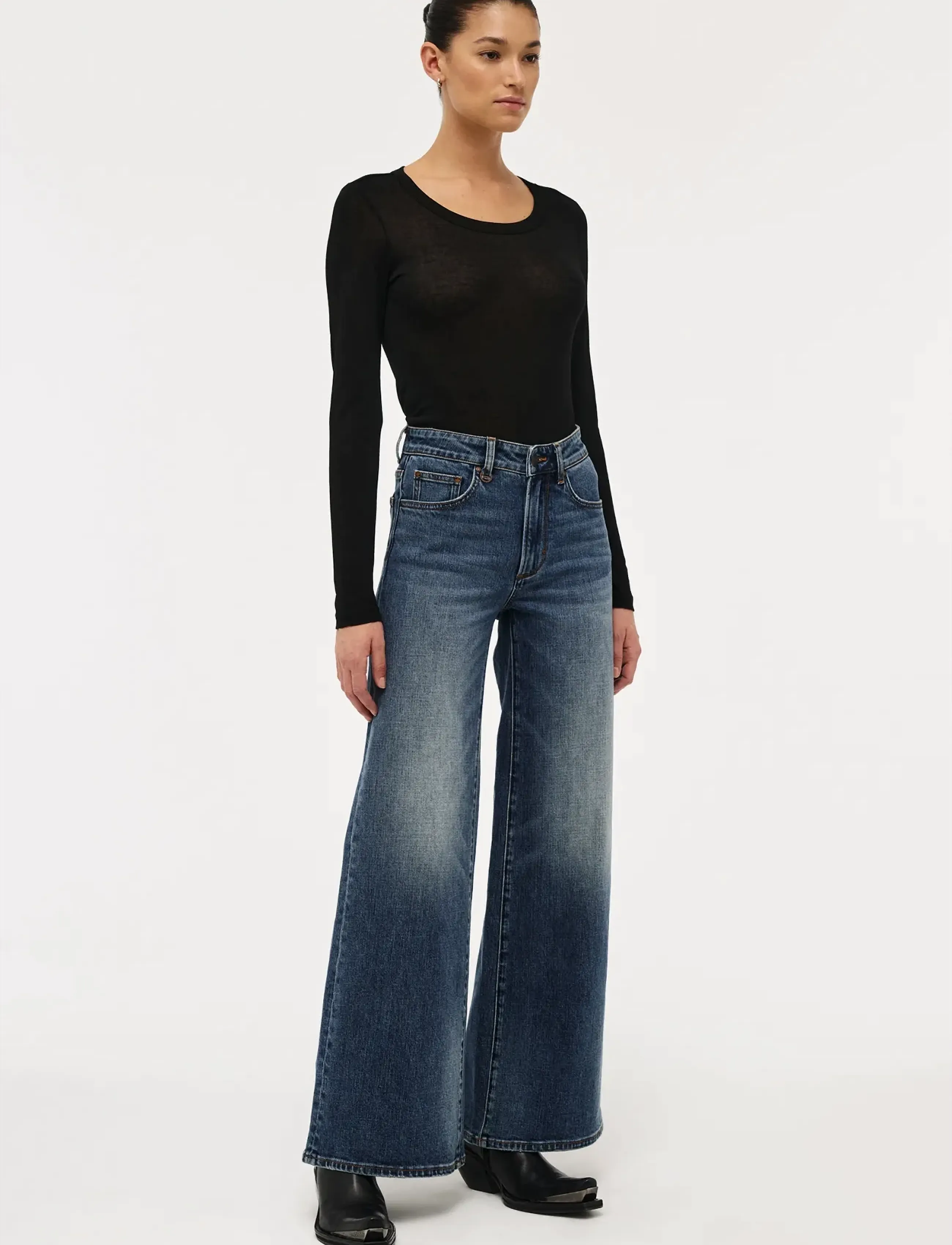 NEUW - EVA WIDE HEDIDARK VINTAGE INDIGO - laia säärega teksad - blue - 3