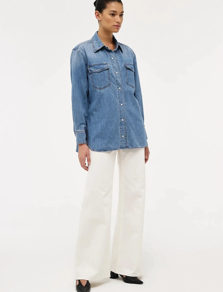 NEUW - EVA WIDE WHITEWHITE - hosen mit weitem bein - white - 3