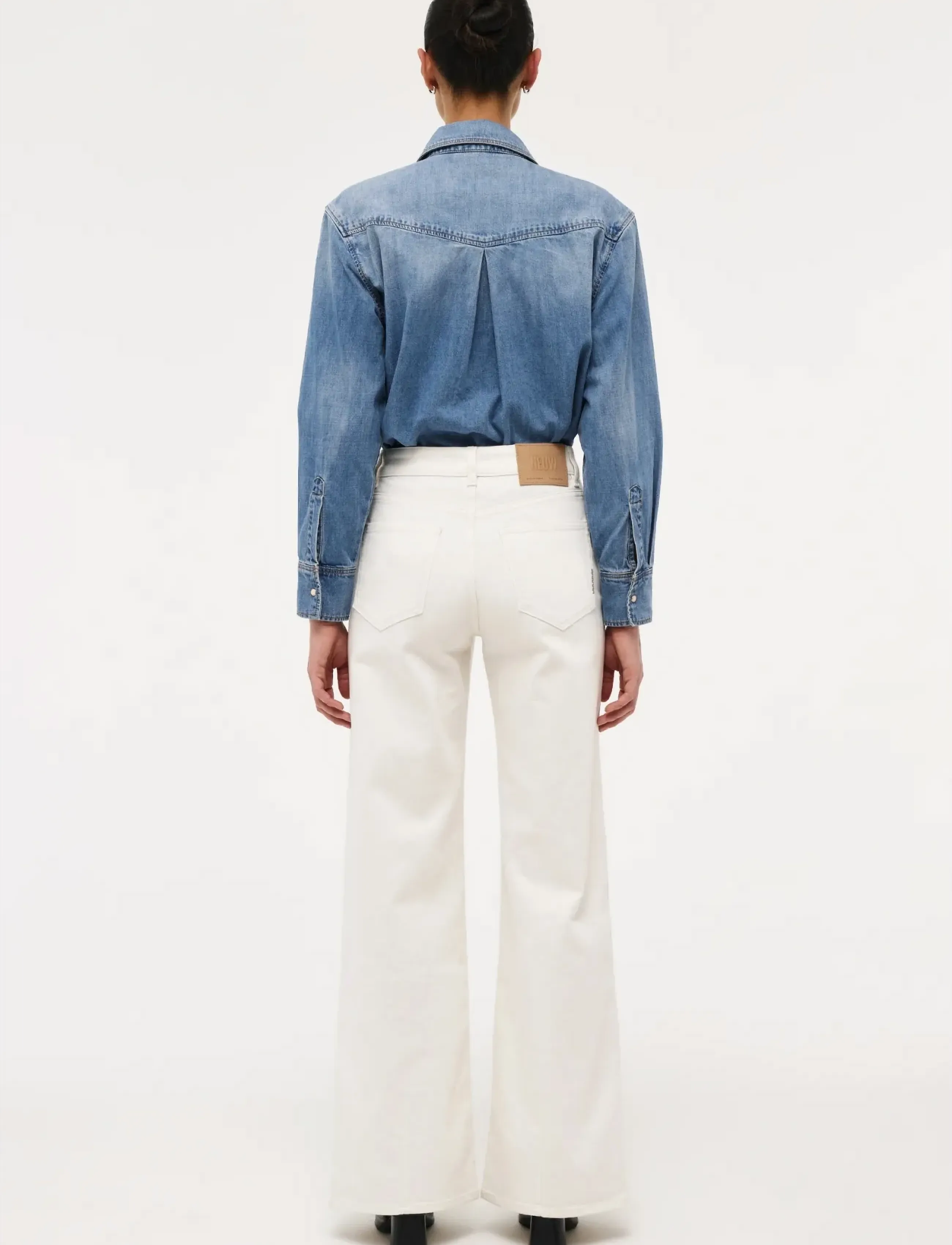 NEUW - EVA WIDE WHITEWHITE - wide leg jeans - white - 4