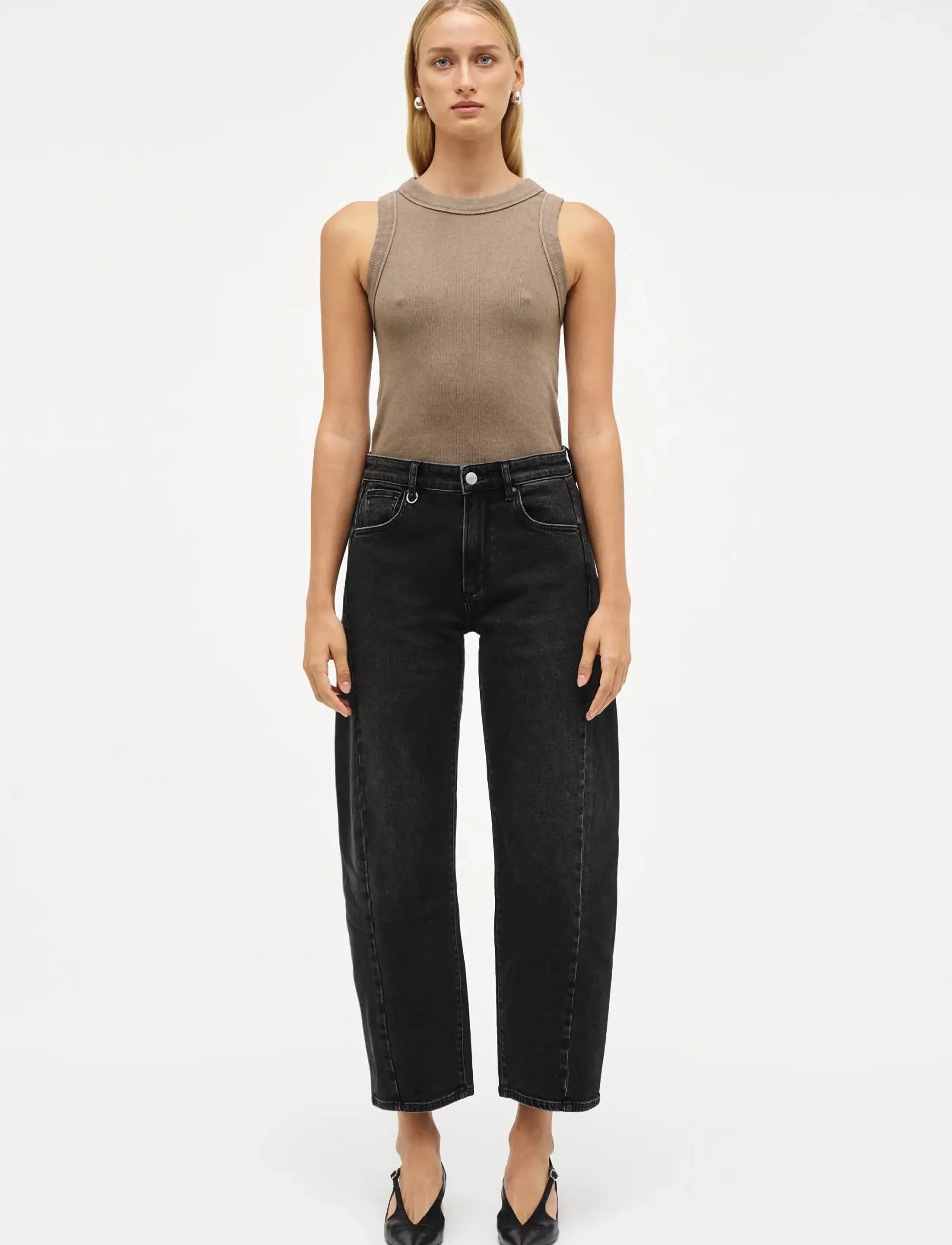 NEUW AMBER BARREL WANTED WASHED BLACK - Barrel Jeans - BLACK / black