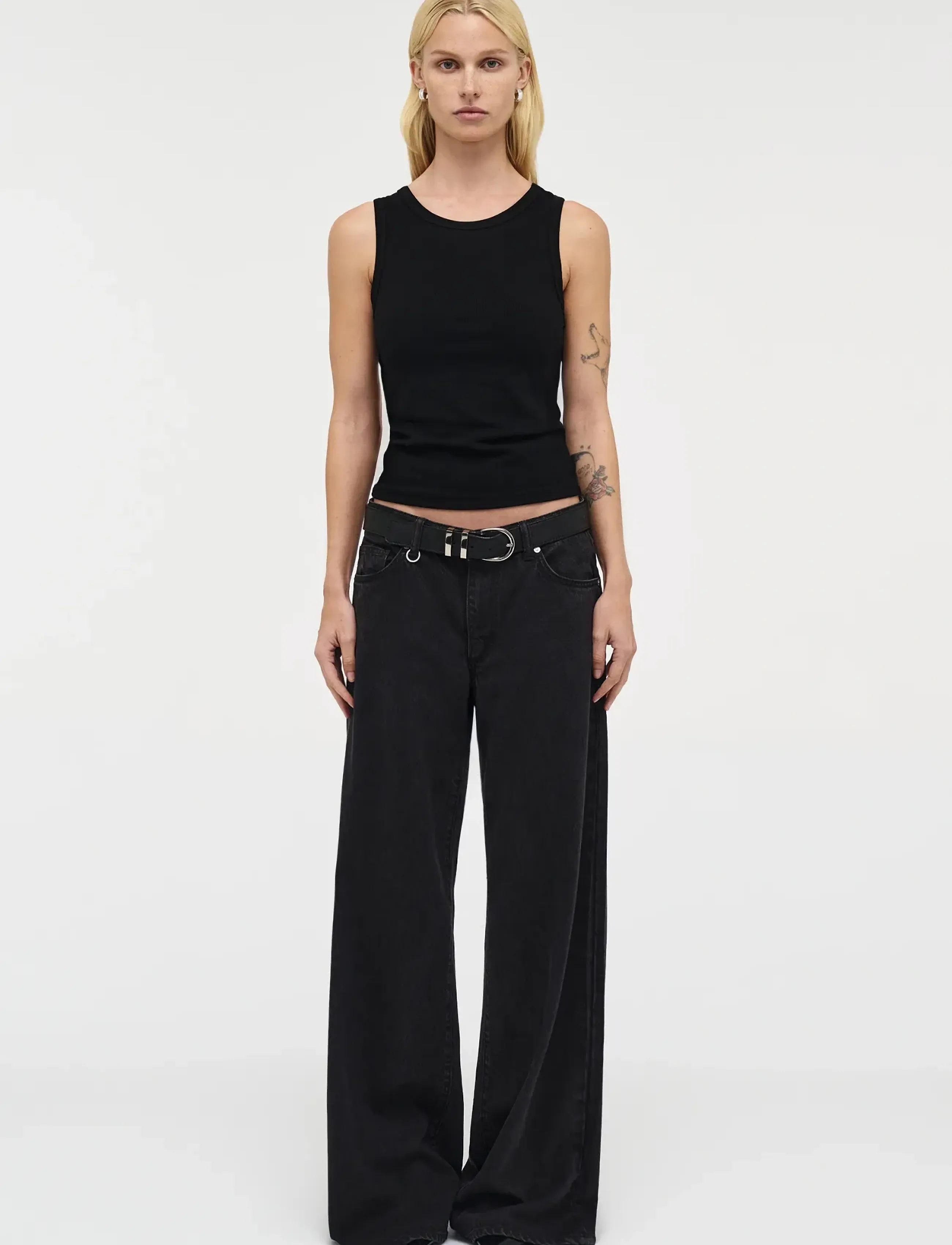 NEUW MILLA WIDE BLACKOUTWASHED BLACK - Büromode - BLACK / black
