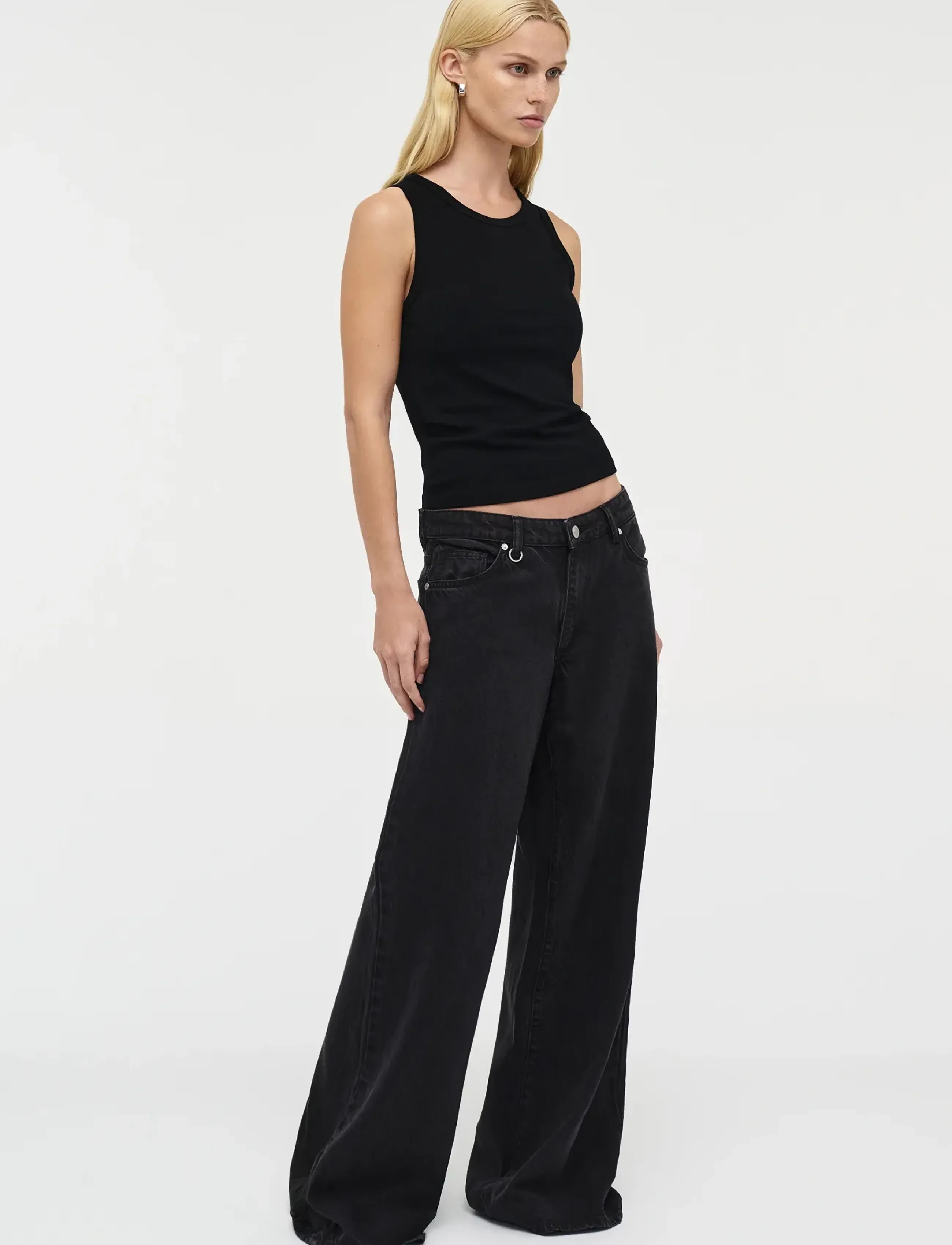 NEUW - MILLA WIDE BLACKOUTWASHED BLACK - laia säärega teksad - black - 3