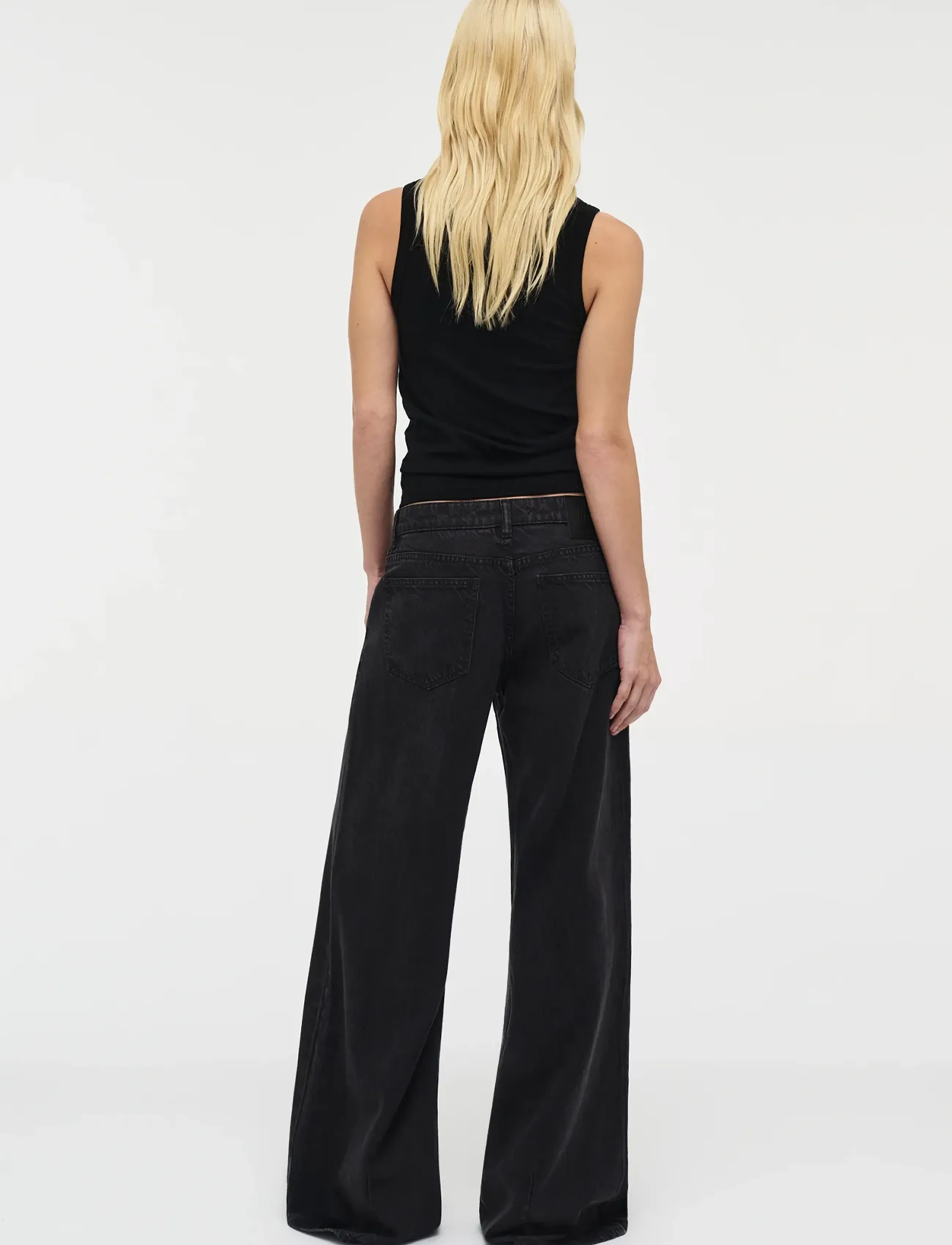 NEUW - MILLA WIDE BLACKOUTWASHED BLACK - laia säärega teksad - black - 4