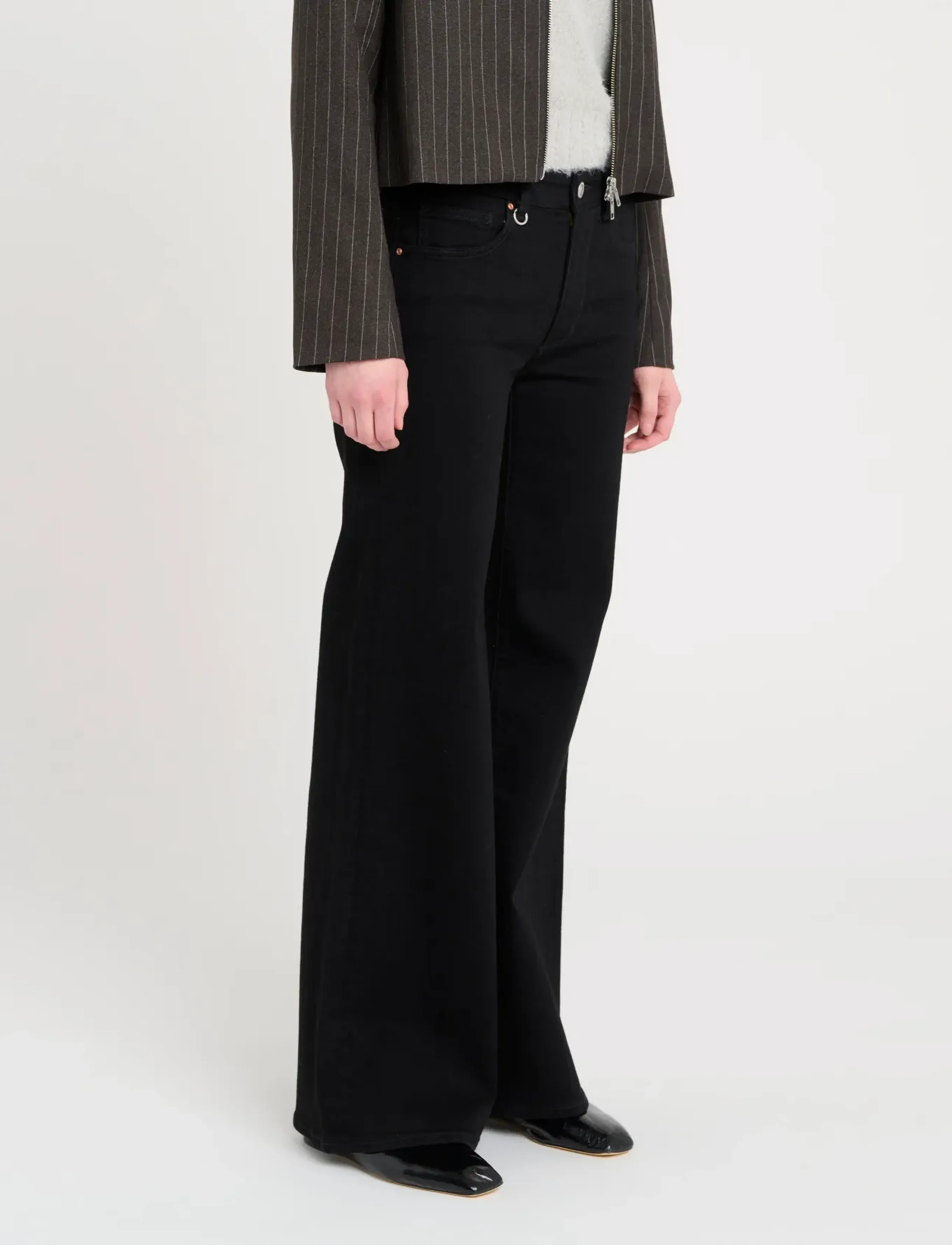 NEUW - EVA WIDE SOMBRESHARP BLACK - hosen mit weitem bein - black - 3
