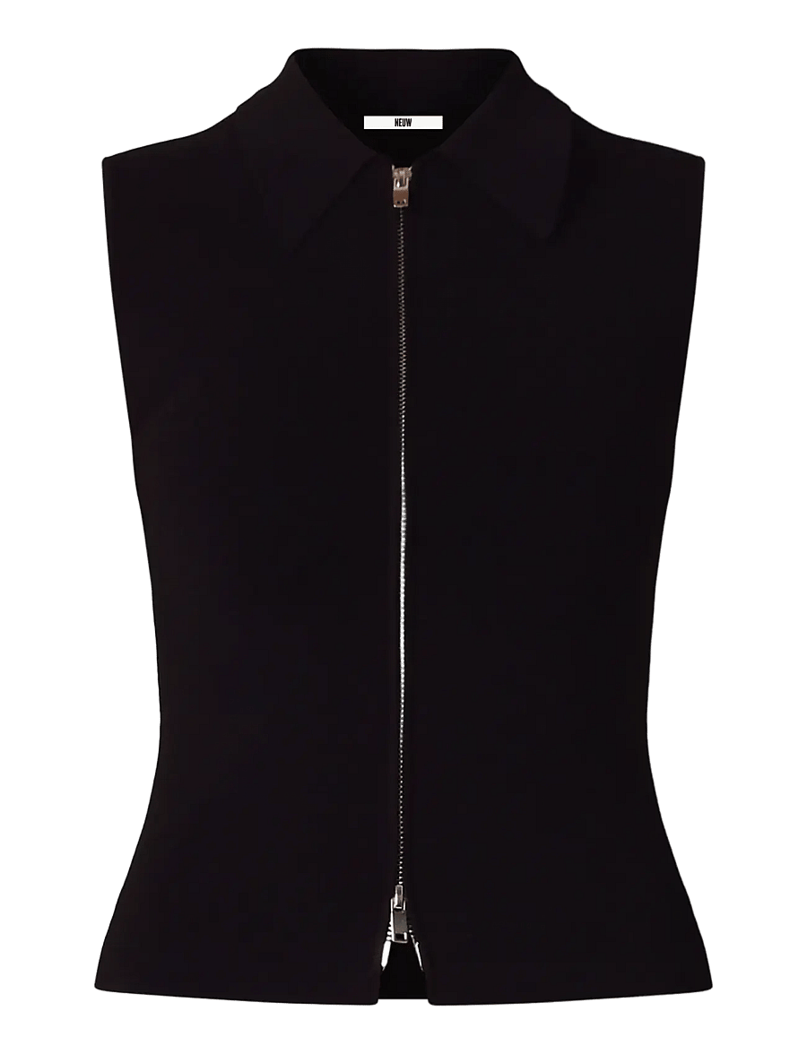 NEUW - SUKI ZIP TOP BLACK - blouses sans manches - black - 1