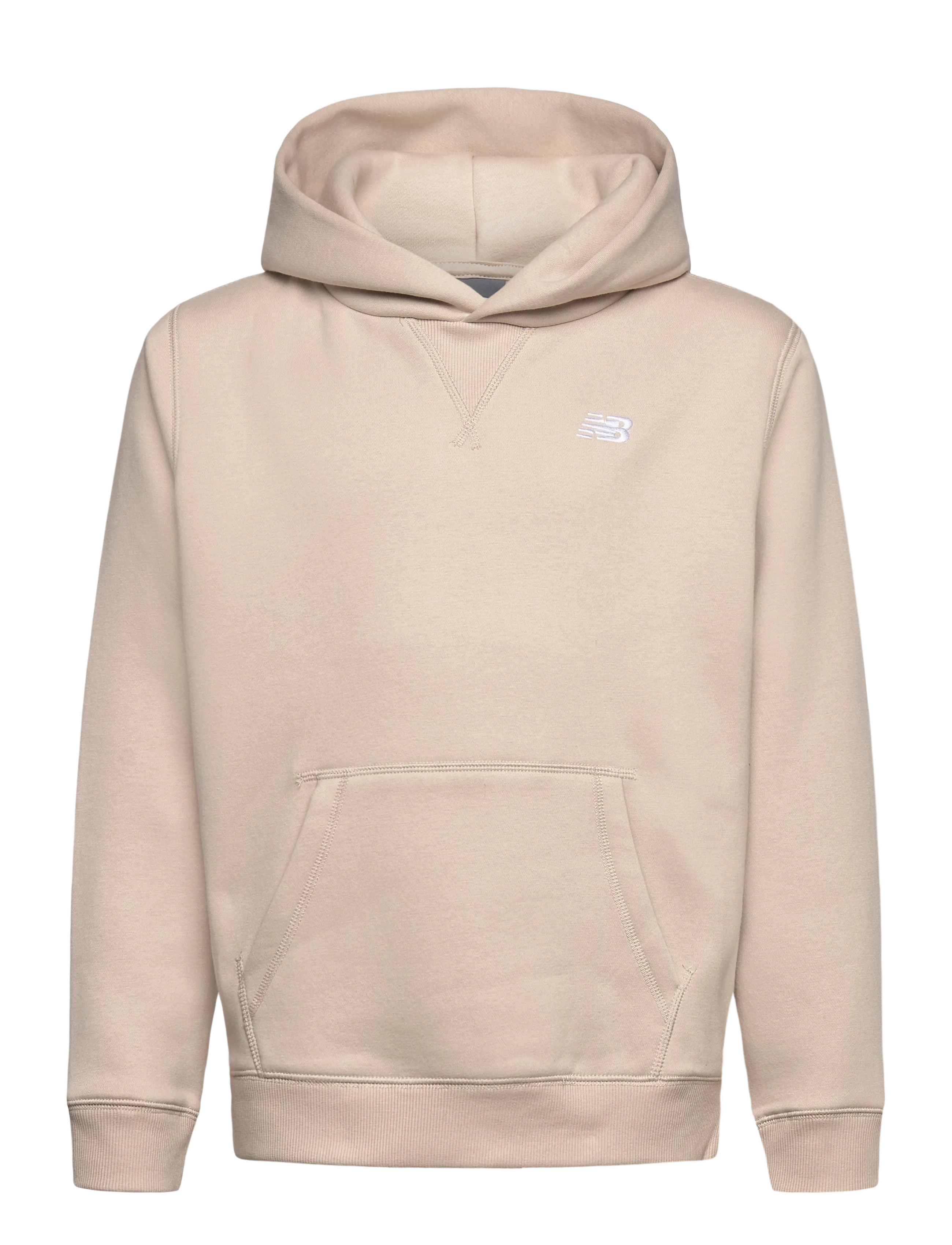 New Balance Brush Back Small Logo Hoodie, Børn, Hættetrøje, Beige, Str: 134