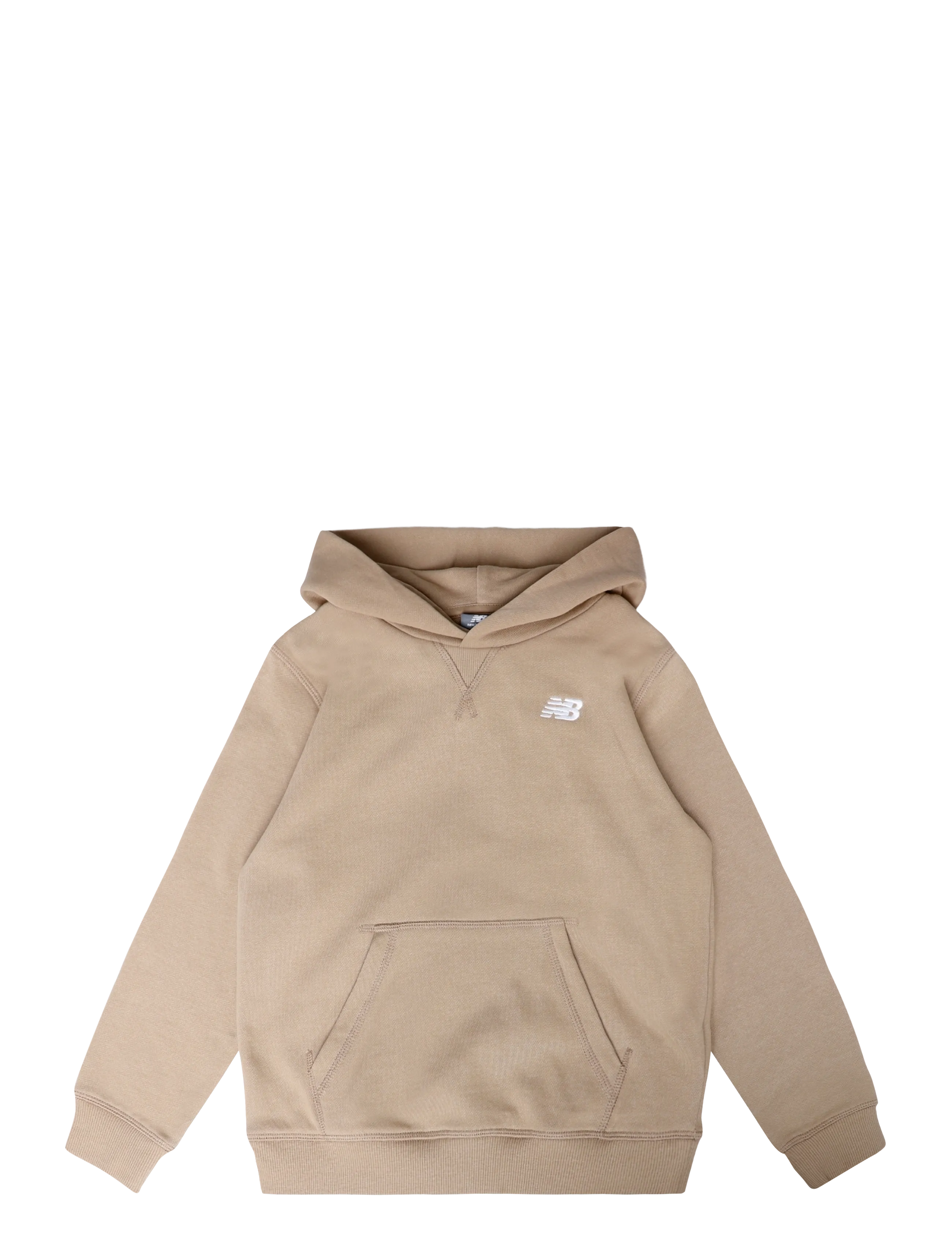 New Balance French Terry Small Logo Hoodie, Børn, Hættetrøje, Beige, Str: 164