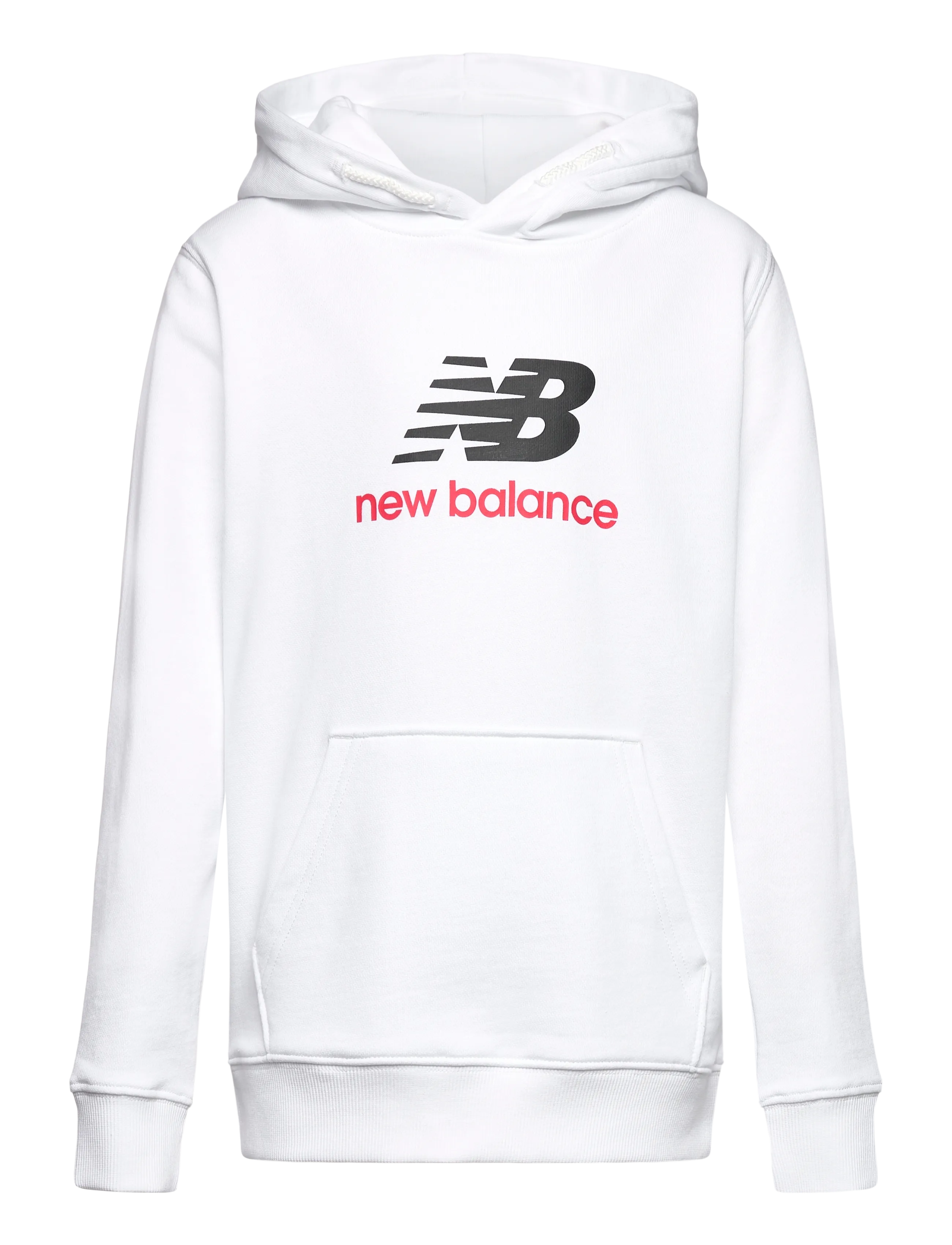 New Balance French Terry Stacked Logo Hoodie, Børn, French Terry Hættetrøje, Hvid, Str: 140