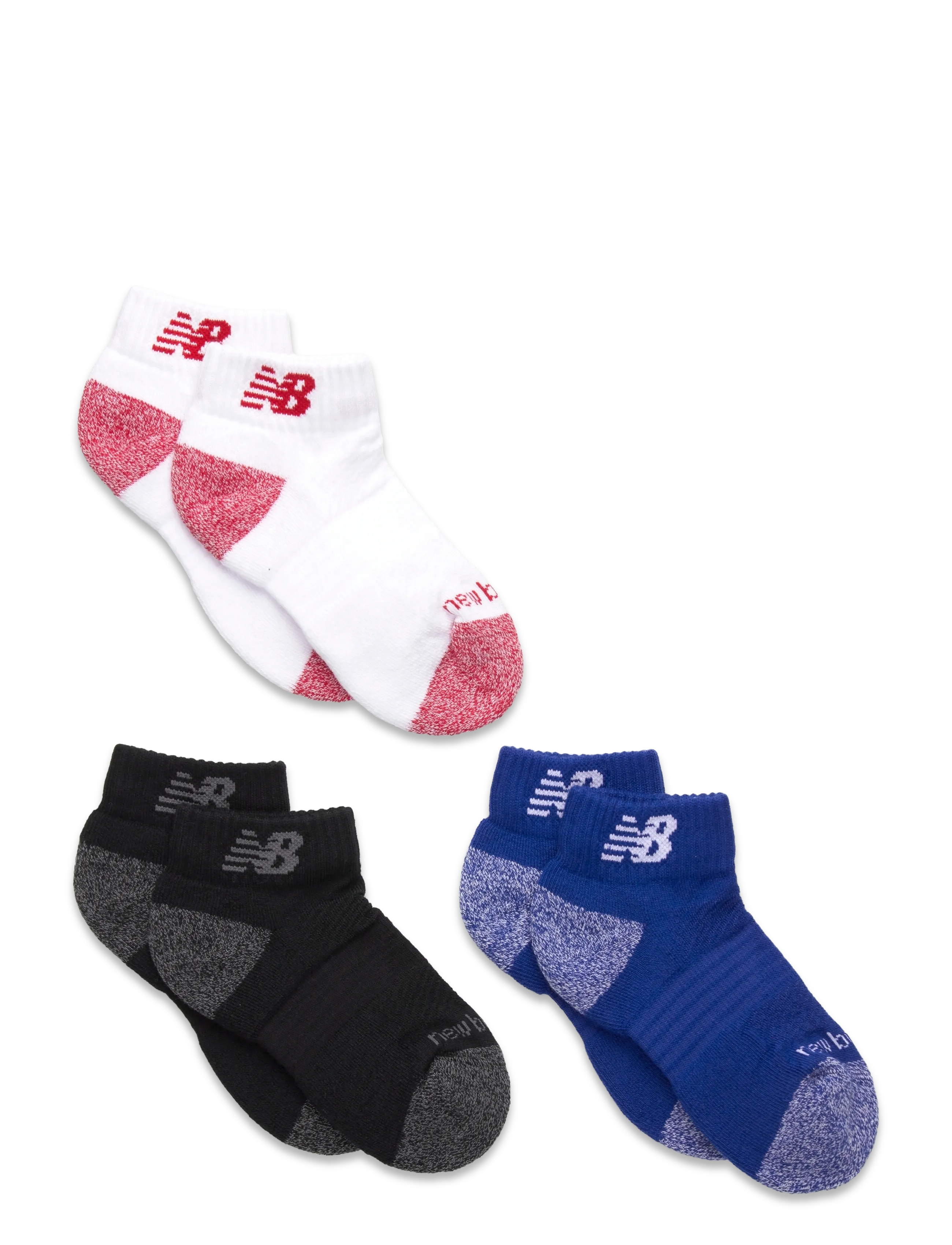 New Balance Youth Active Low Cut Socks 3 Pack - Vis alt - ASSORTED COLORS / multi