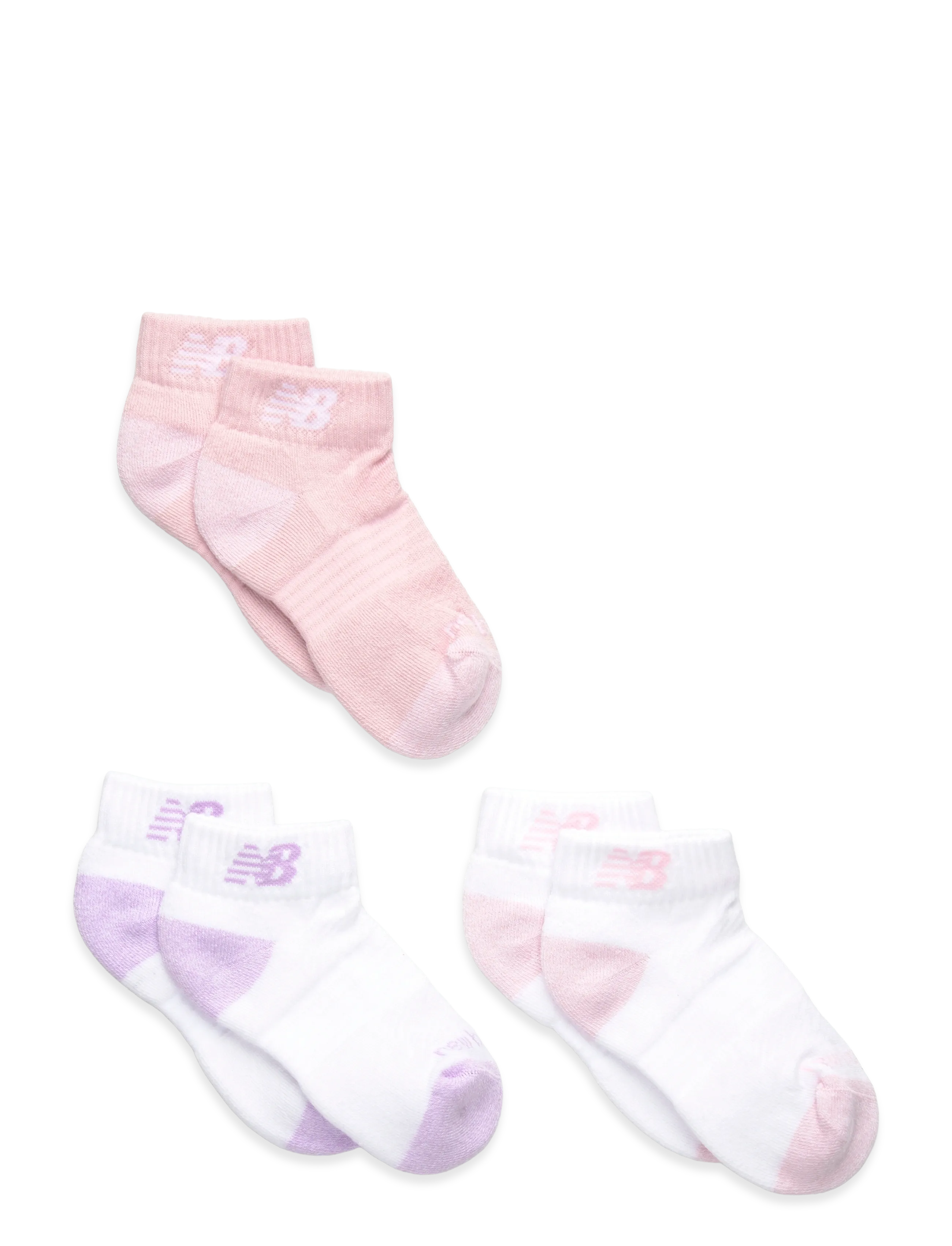 New Balance Youth Active Low Cut Socks 3 Pack - Vis alt - ASSORTMENT 1 / pink/rose