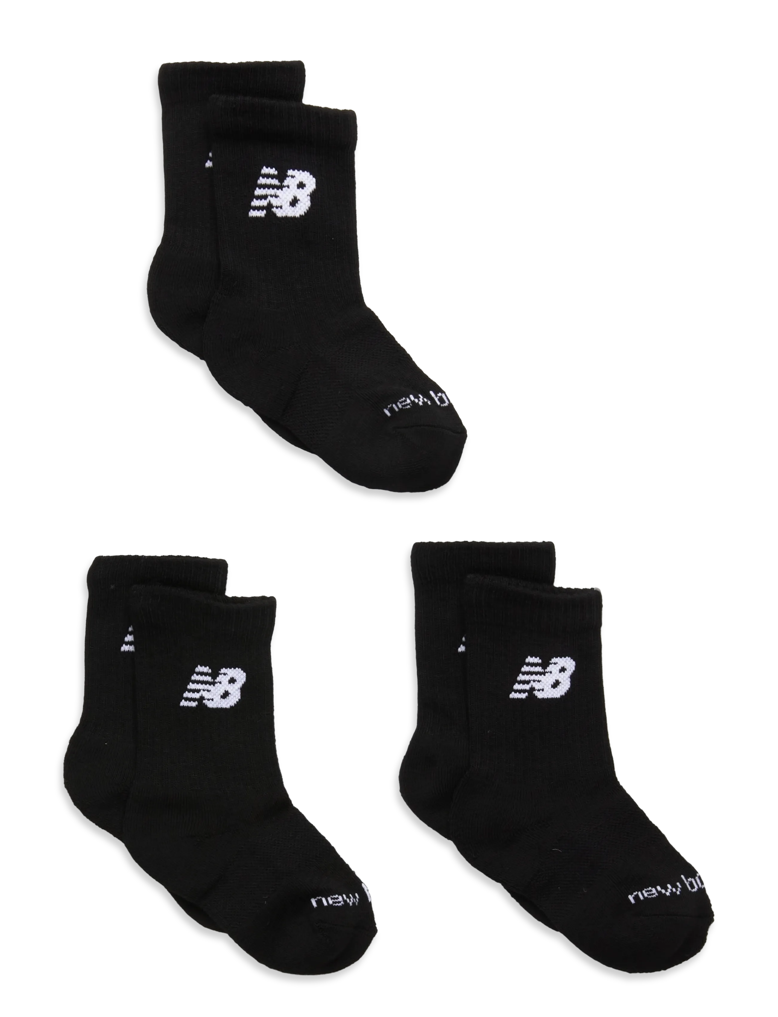 New Balance - Youth Daily Essentials Cushion Crew Socks 3 Pack - chaussettes - black - 0