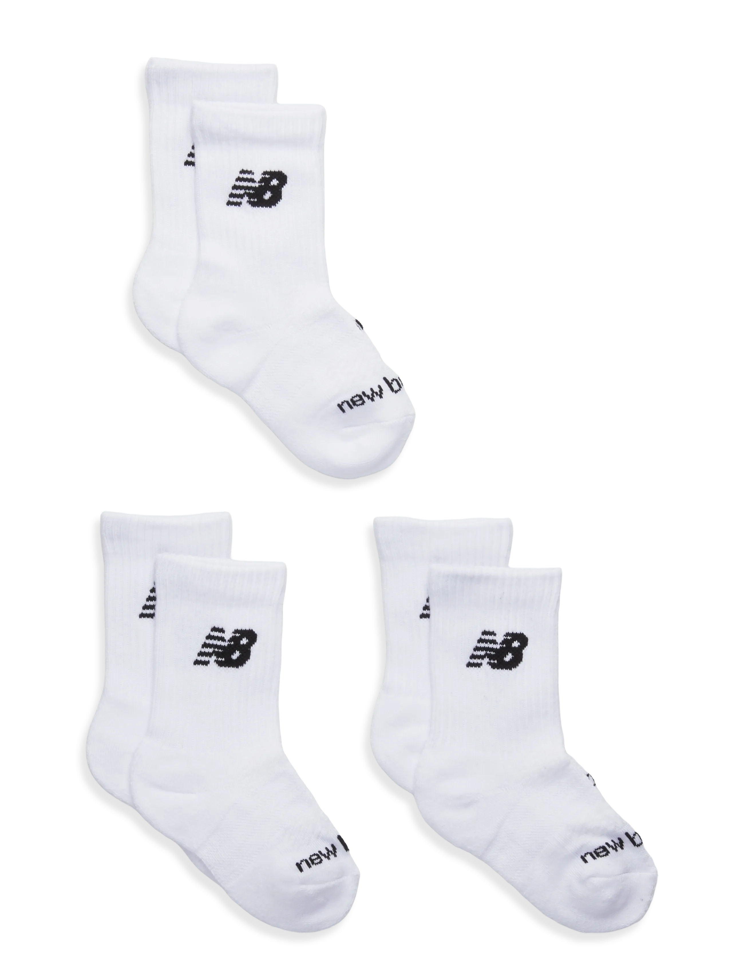 New Balance Youth Daily Essentials Cushion Crew Socks 3 Pack - New Balance - WHITE / white