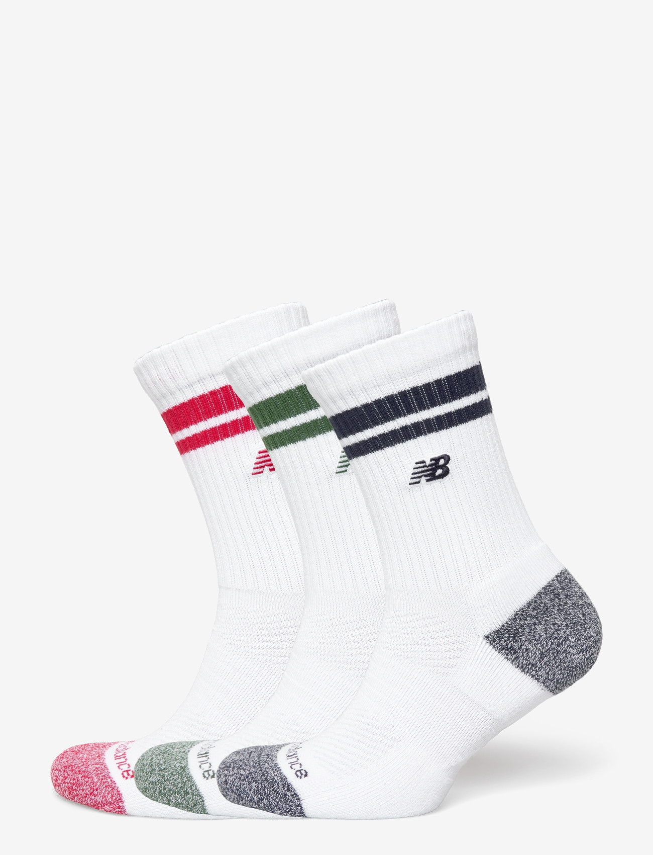New Balance - Active Lifestyle Striped Crew Socks 3 Pack - sportstrømper - assortment 1 - 0