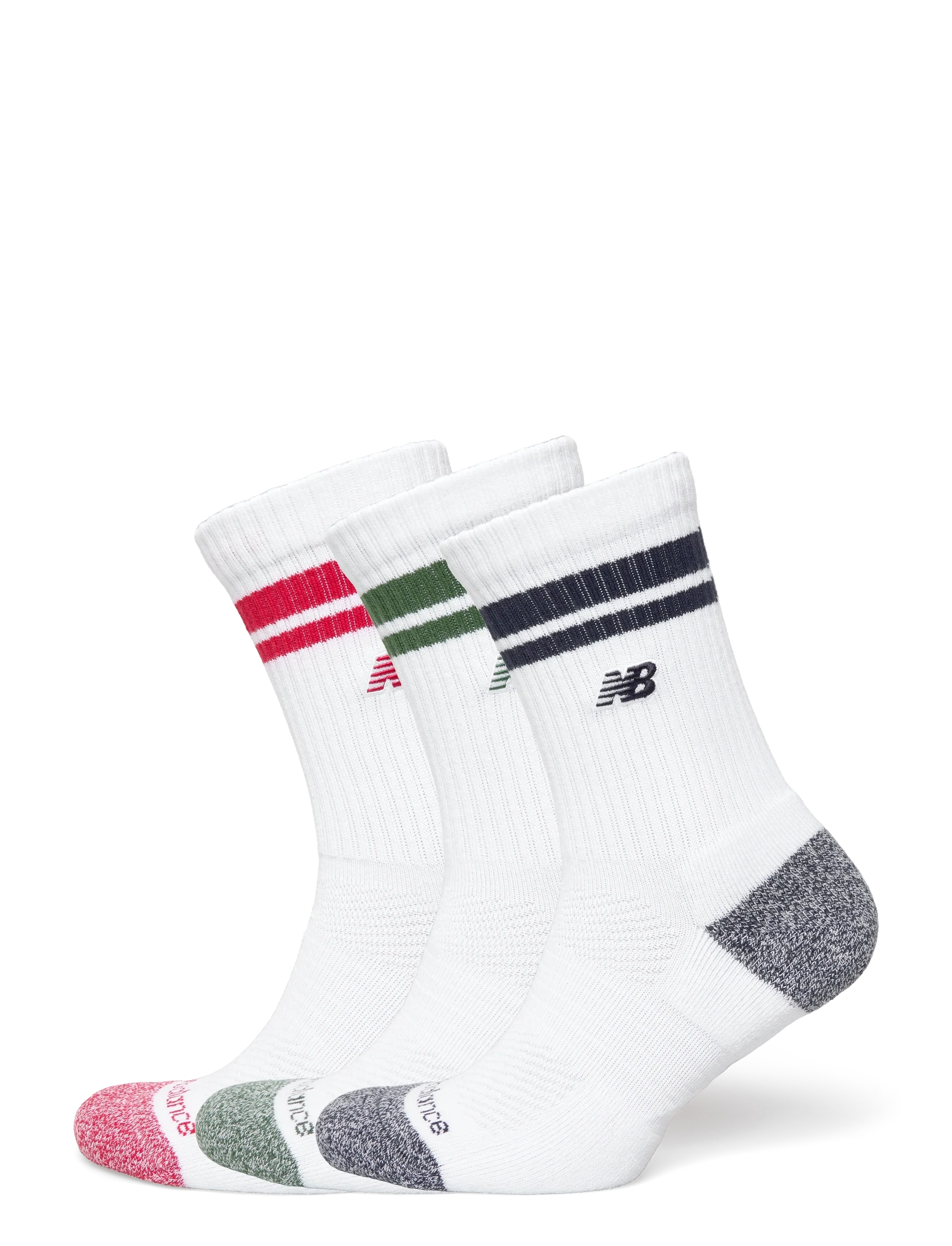 New Balance Active Lifestyle Striped Crew Socks 3 Pack - New Balance - ASSORTMENT 1 / white