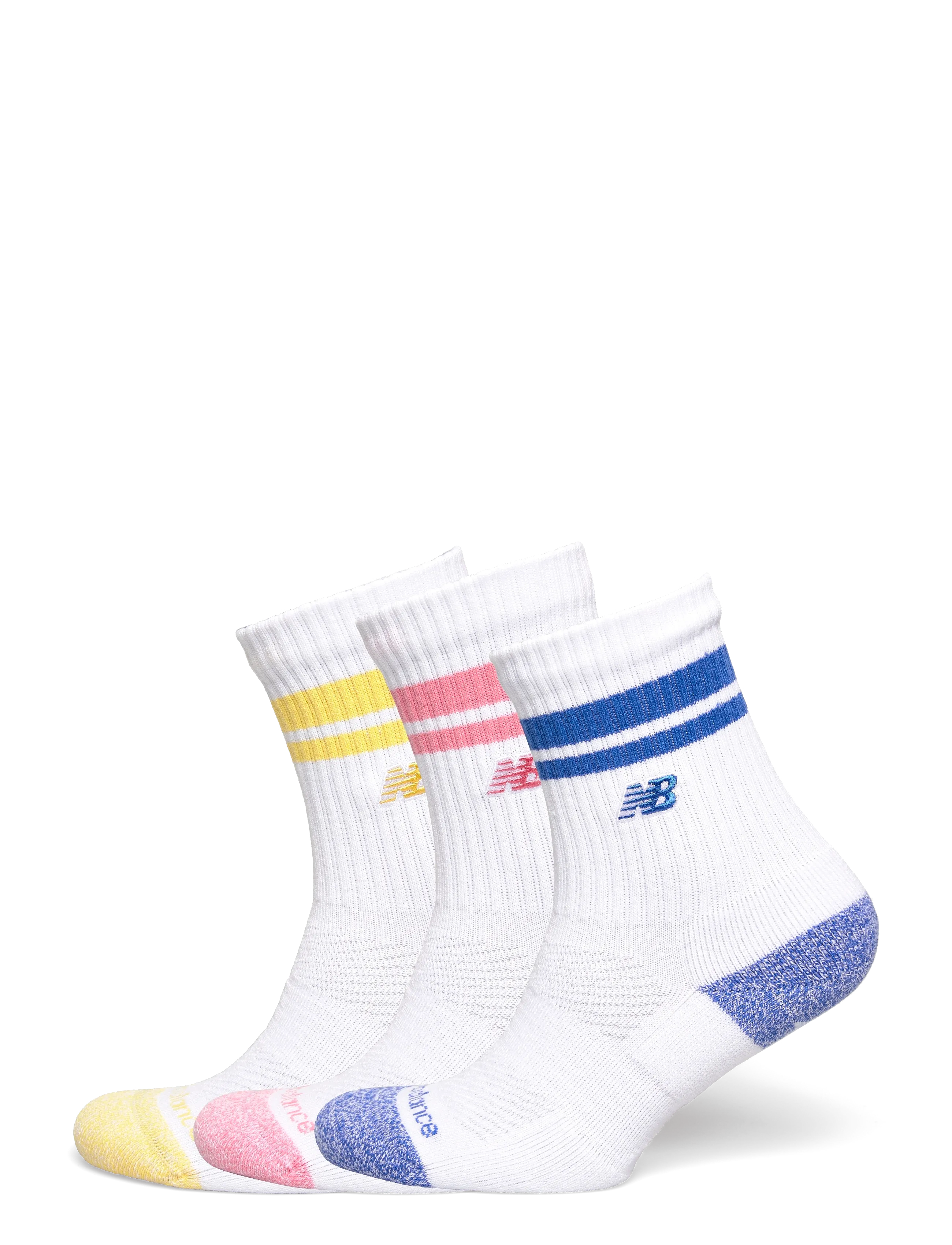 New Balance Active Lifestyle Striped Crew Socks 3 Pack - Nowosci - BLUE BIRD / white