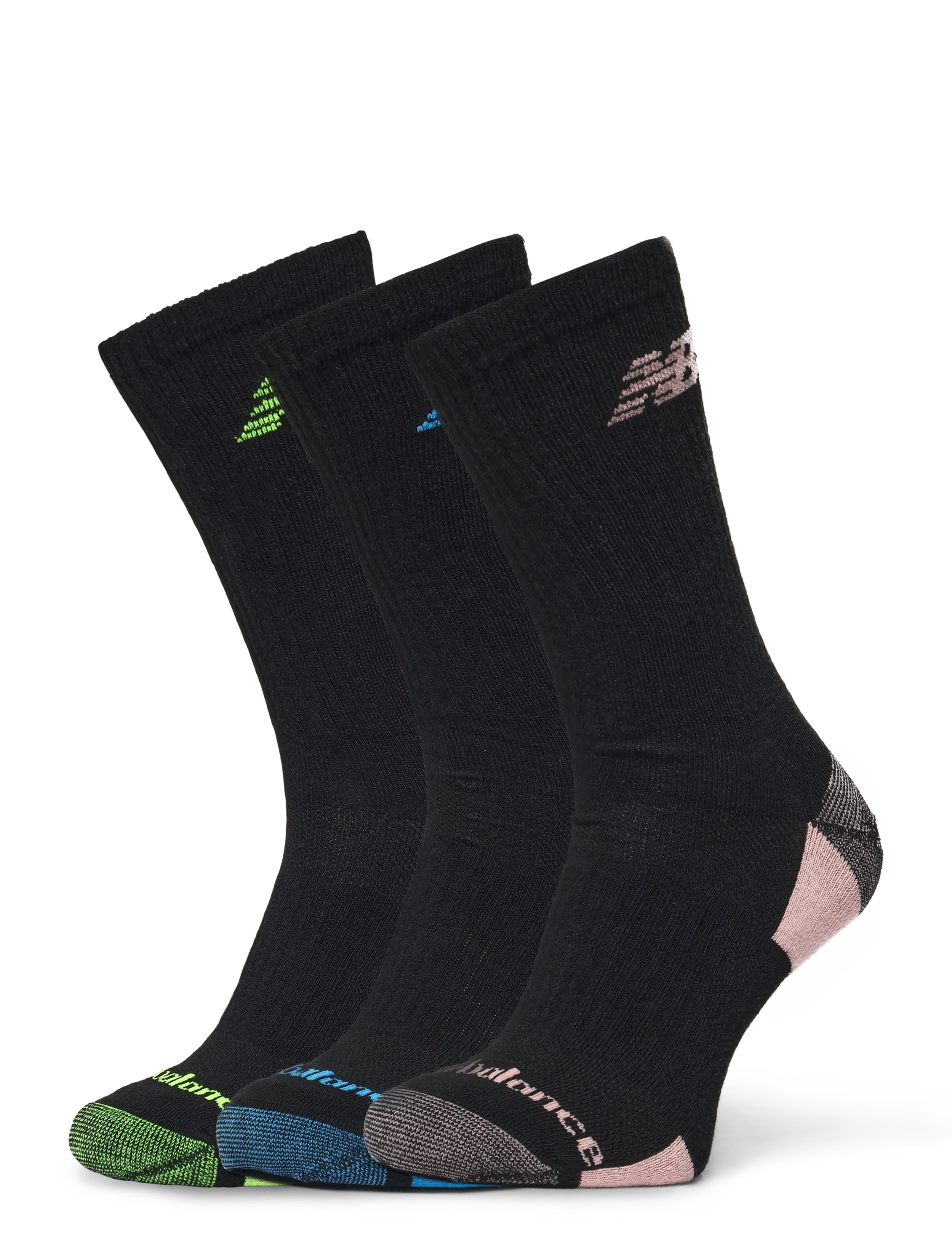 New Balance Performance Cushioned Crew 3 Pack - Socks - BLACK MULTI / black