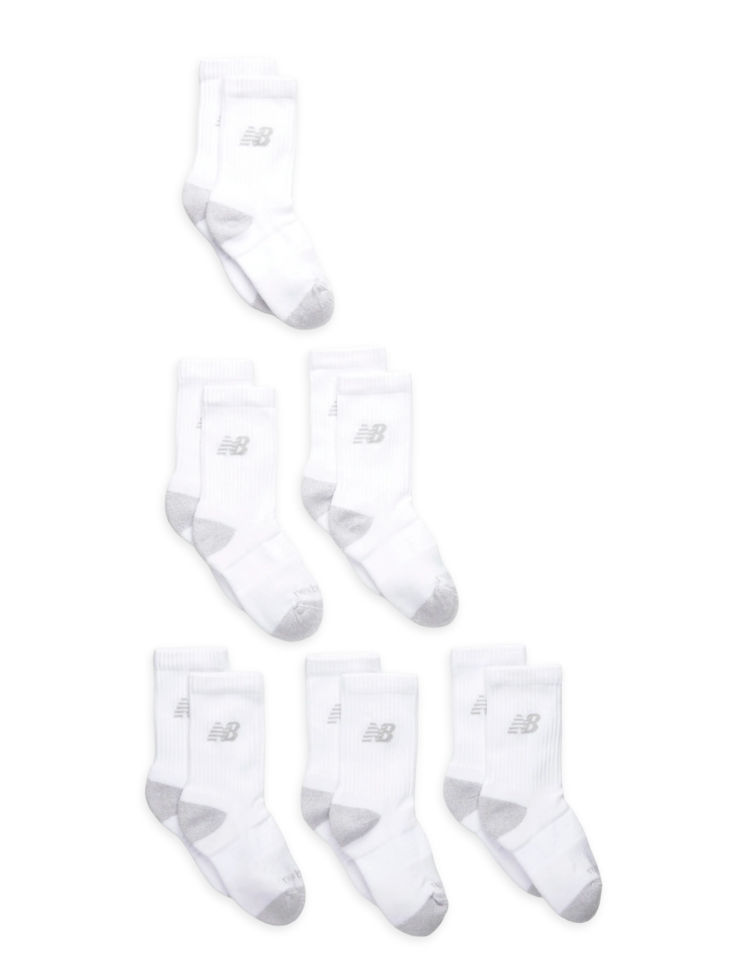 New Balance Youth Active Crew Socks 6 Pack, M, White, Sport > Socks, Børn