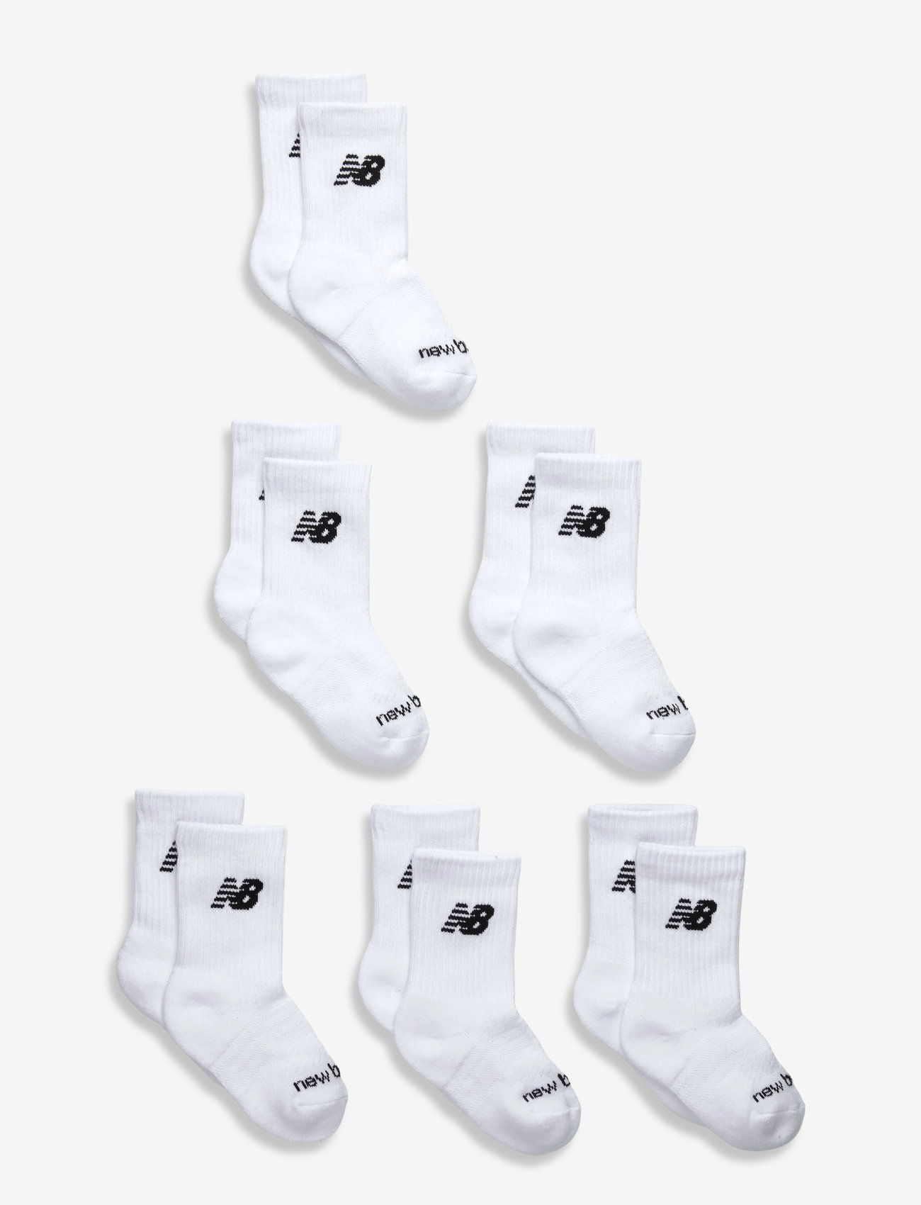 New Balance - Youth Daily Essentials Cushion Crew Socks 6 Pack - strumpor - white - 0