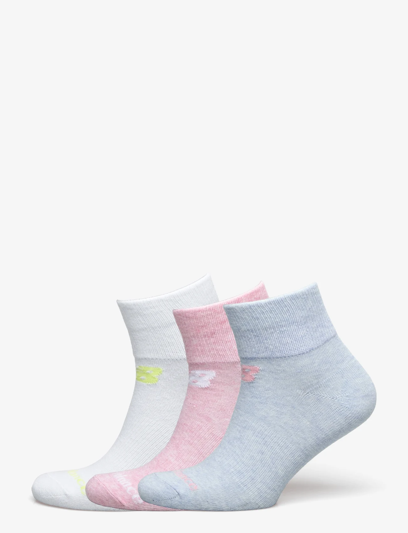 New Balance - Performance Cotton Flat Knit Ankle Socks 3 Pack - running equipment - assortment 3 - 0