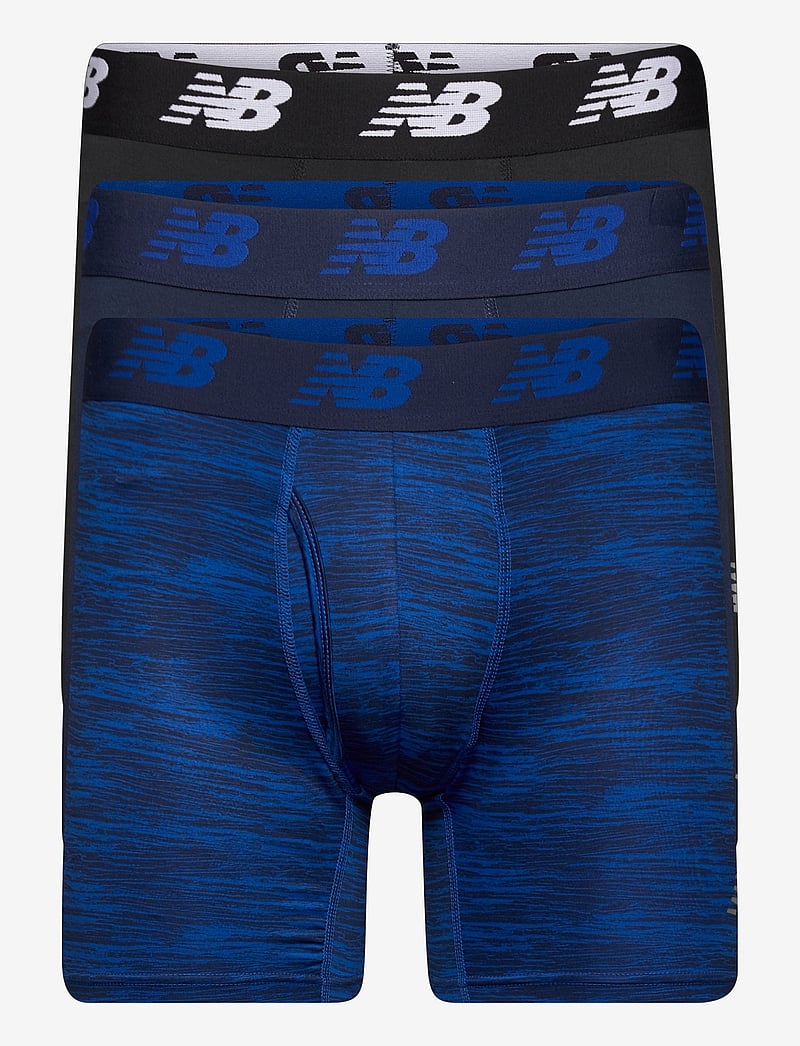 New Balance - Mens Premium 6" Boxer Brief with Fly 3 Pack - bokserki - pigment/pigment woodgrain/black - 0