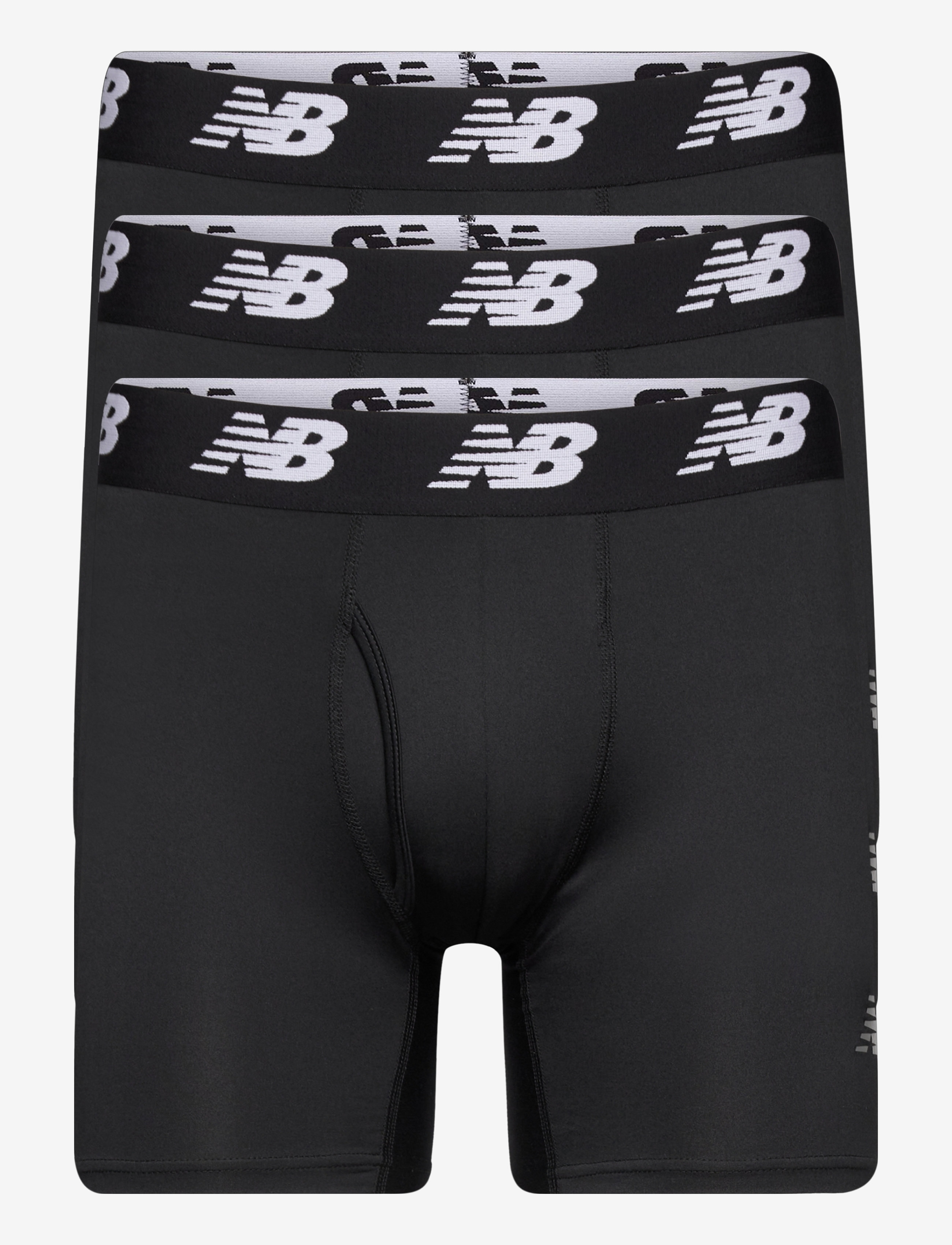 New Balance Mens Premium 6" Boxer Brief With Fly 3 Pack, XL, Black, Sport > Boksershorts, Herre