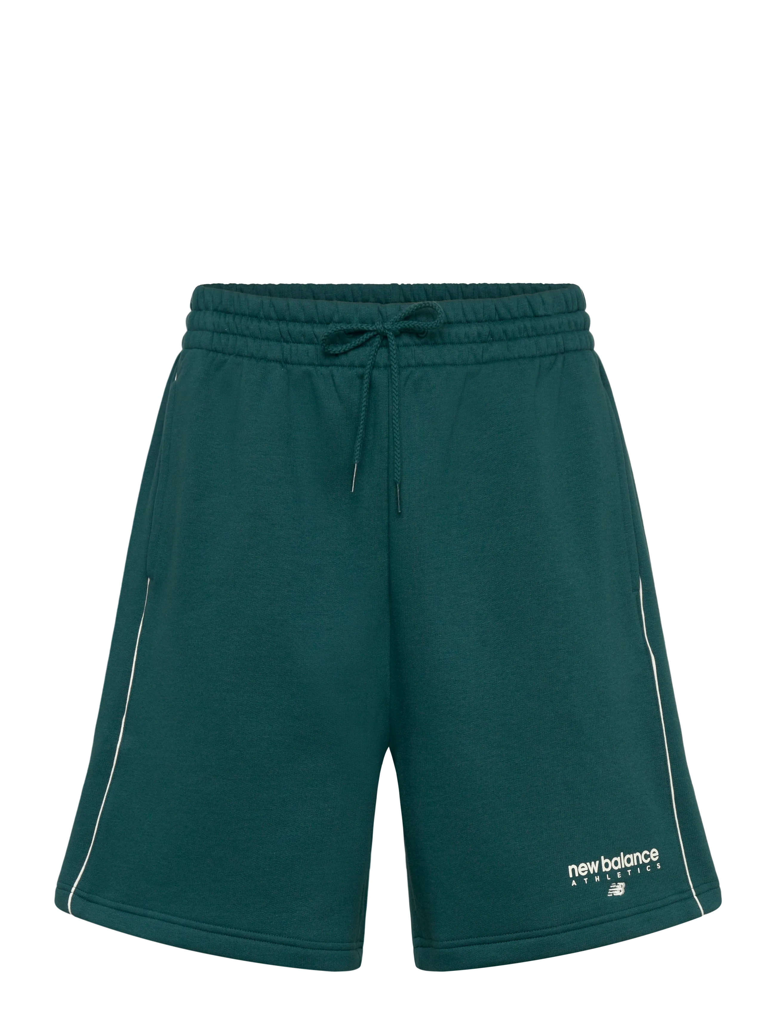 New Balance Linear Graphic Fleece Short 7" - Shorts - MEDUSA GREEN / white