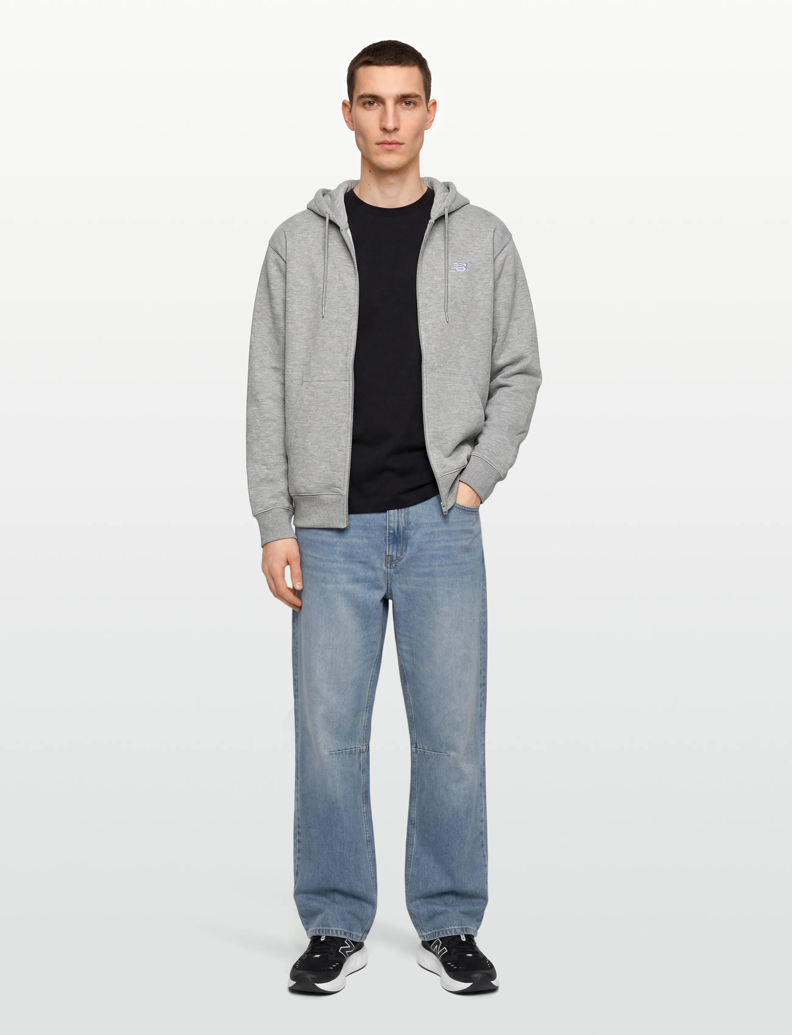 New Balance - Sport Essentials Logo Fleece Full Zip - tops - athletic grey - 0