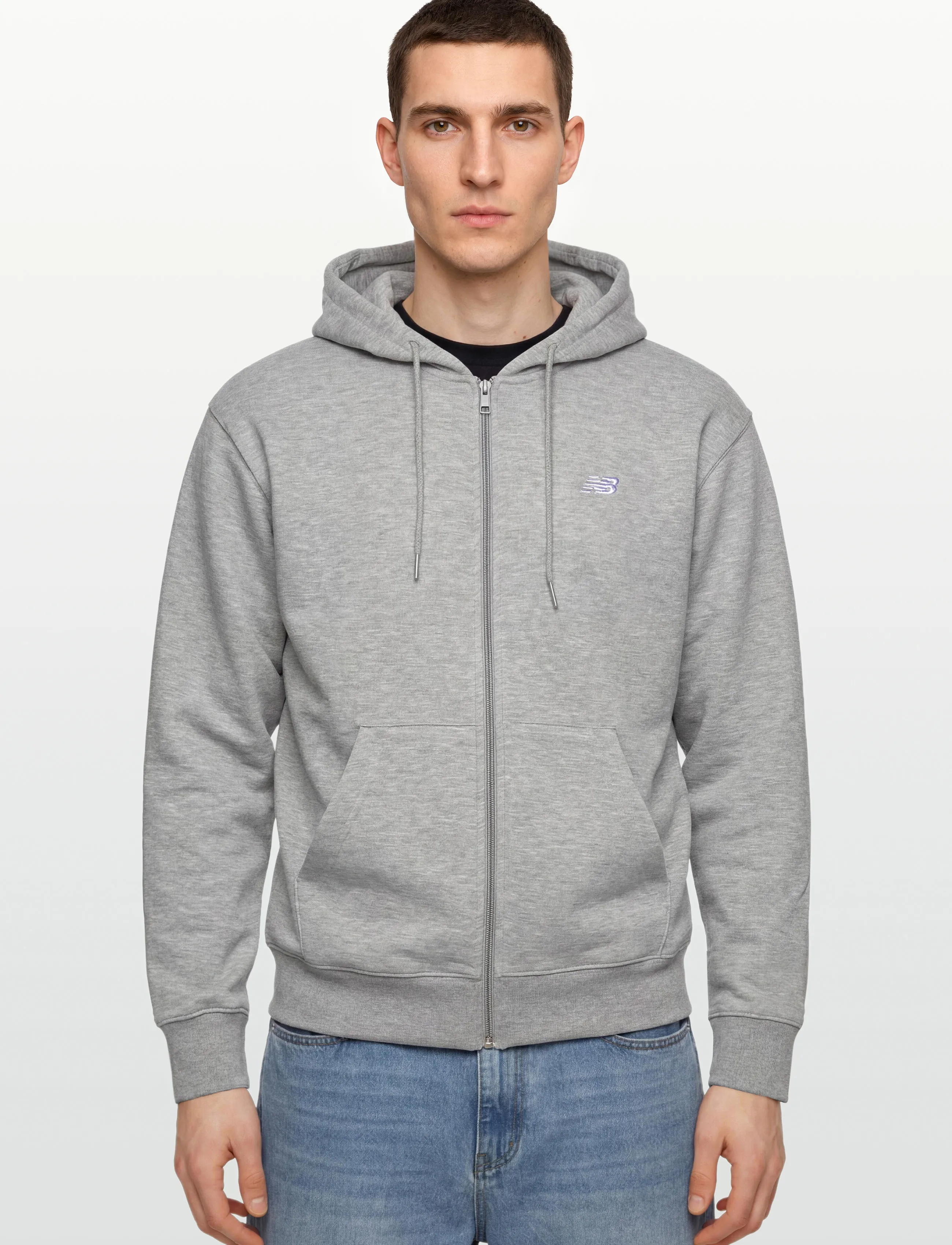 New Balance - Sport Essentials Logo Fleece Full Zip - tops - athletic grey - 3