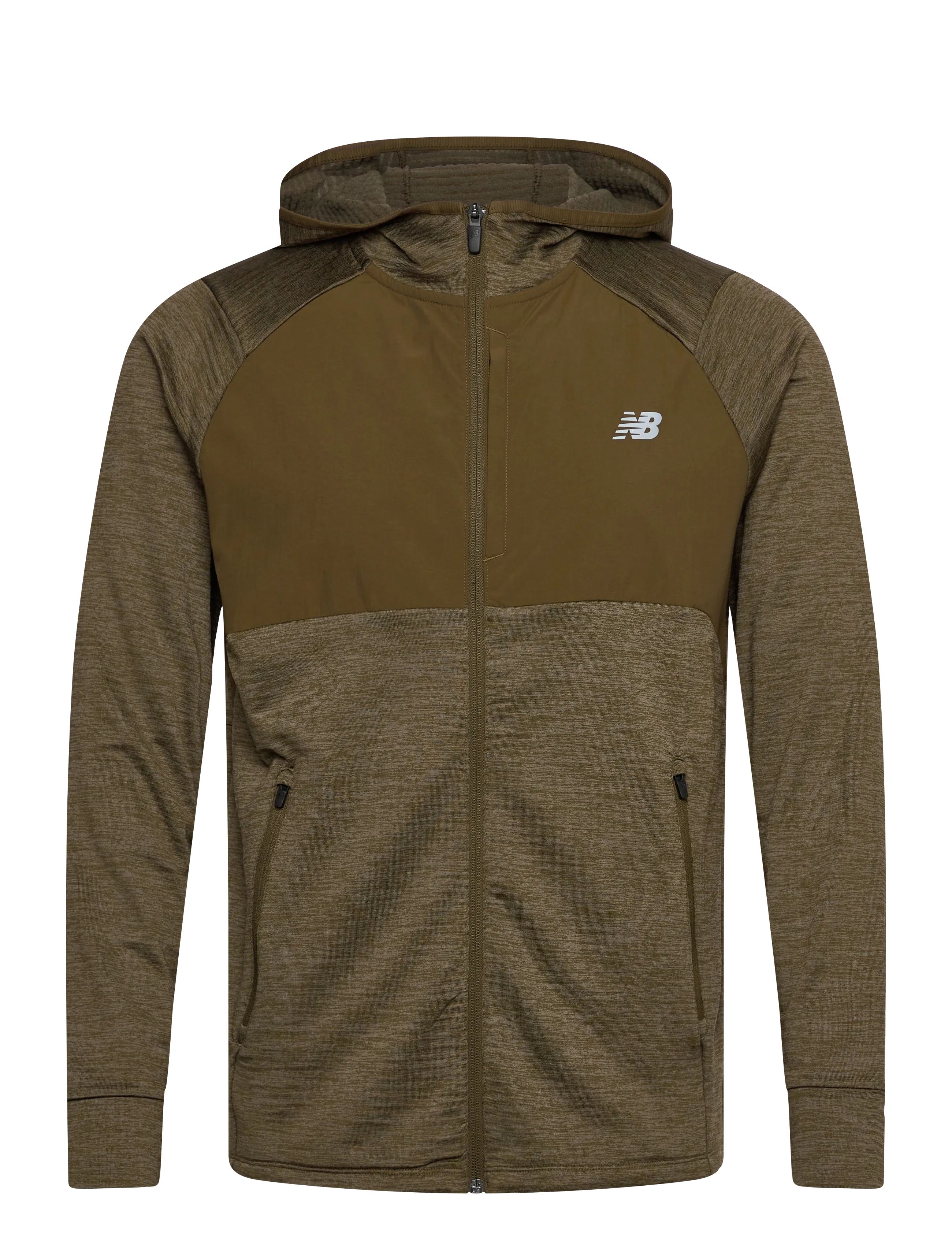 New Balance Heat Grid Hooded Full Zip - 4 for 3 - WOODLAND HEATHER / khaki/green