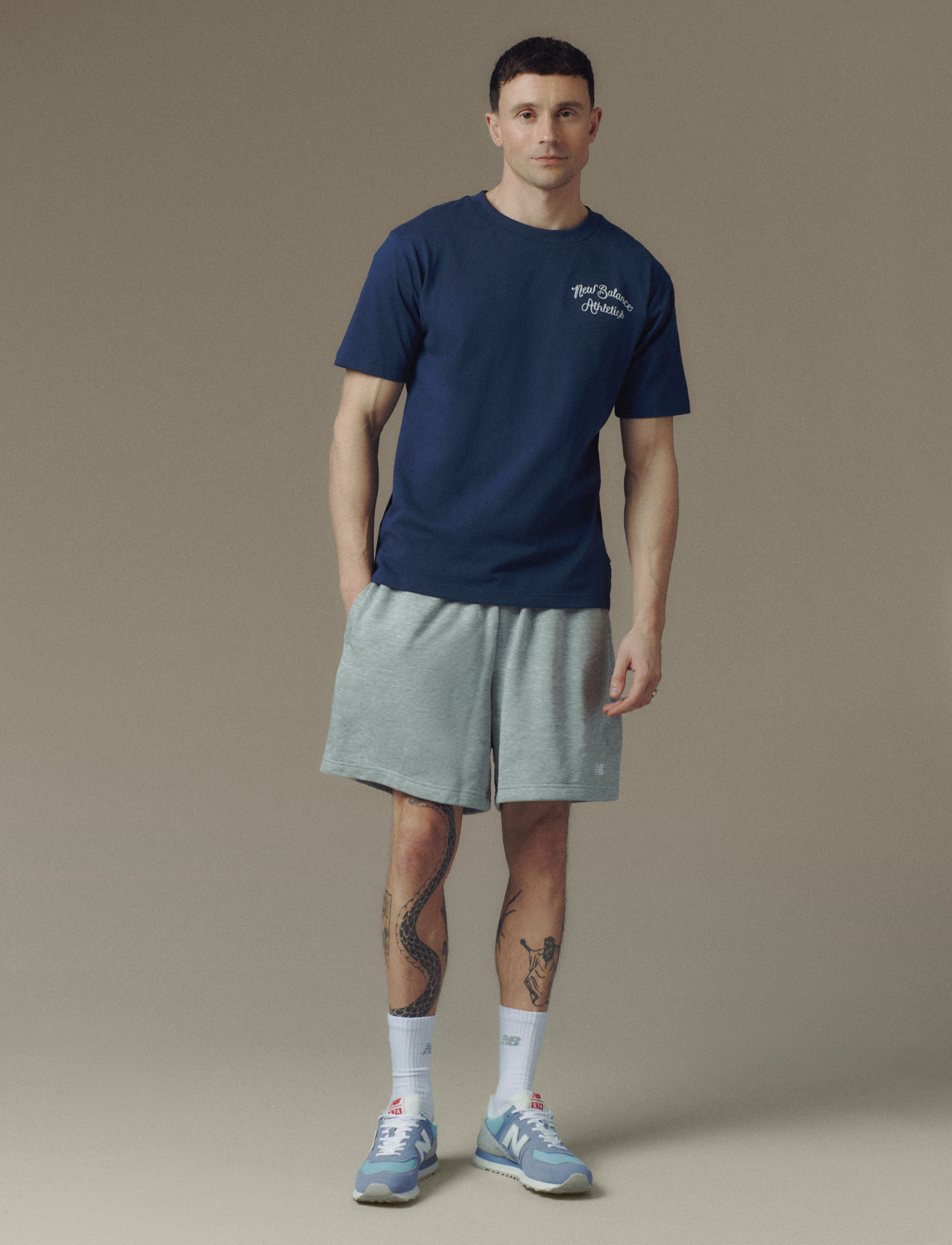 New Balance Athletics Cotton T-Shirt, Mænd, Atletik T-Shirt, Blå, Str: S