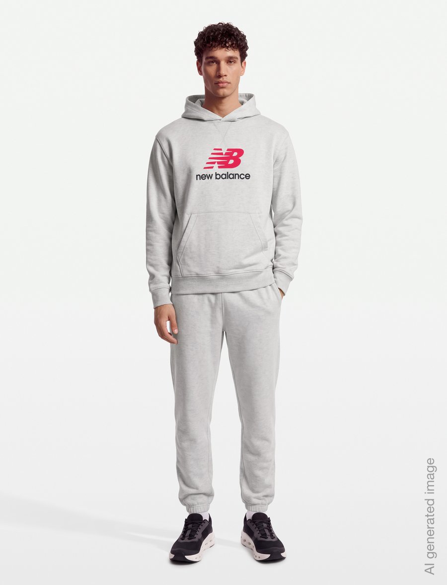 New Balance - Athletics French Terry Logo Hoodie - huvtröjor - ash heather - 0
