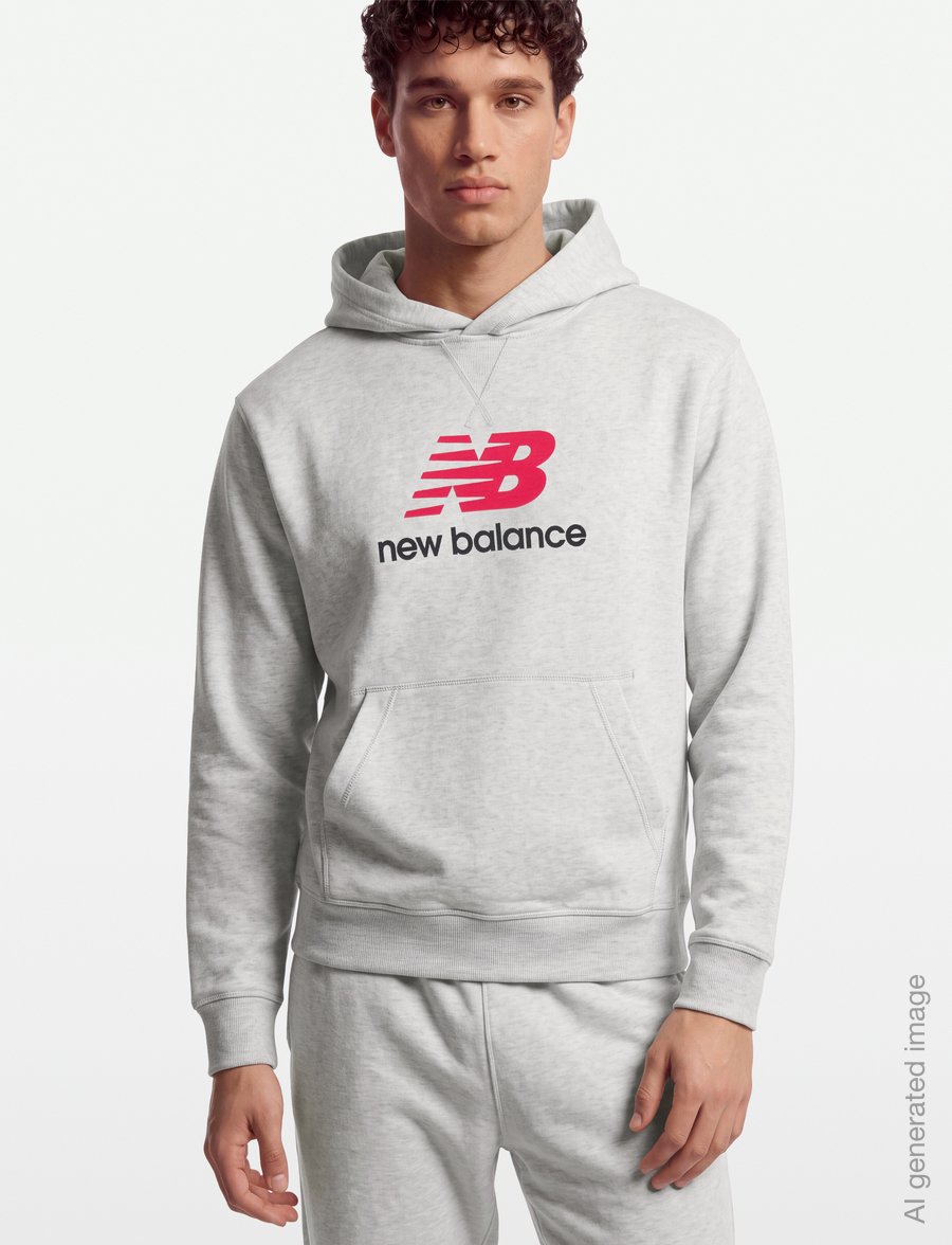 New Balance - Athletics French Terry Logo Hoodie - huvtröjor - ash heather - 3