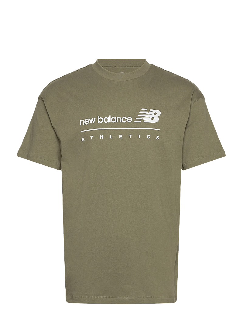 New Balance - Linear Graphic T-Shirt - oberteile & t-shirts - dark olivine - 0
