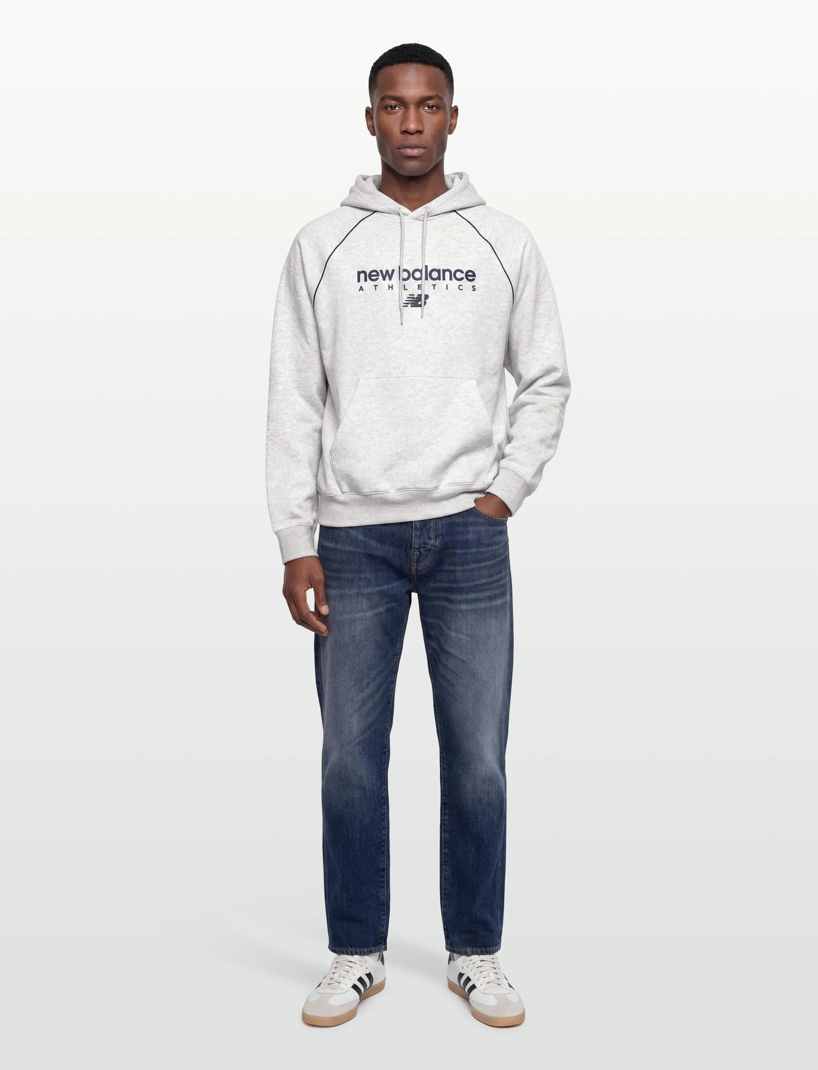 New Balance Linear Graphic Fleece Hoodie - Bluzy z kapturem - ASH HEATHER / grey