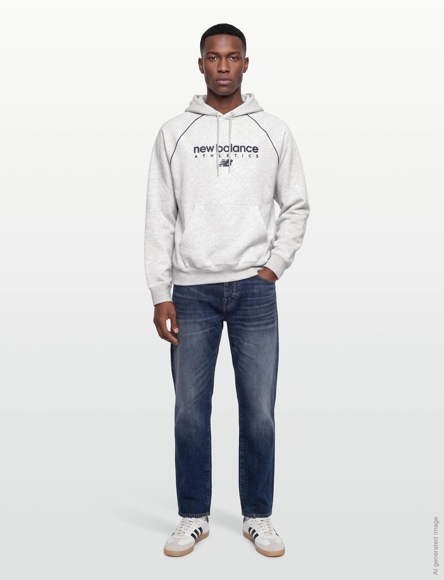 New Balance - Linear Graphic Fleece Hoodie - overdele - ash heather - 0