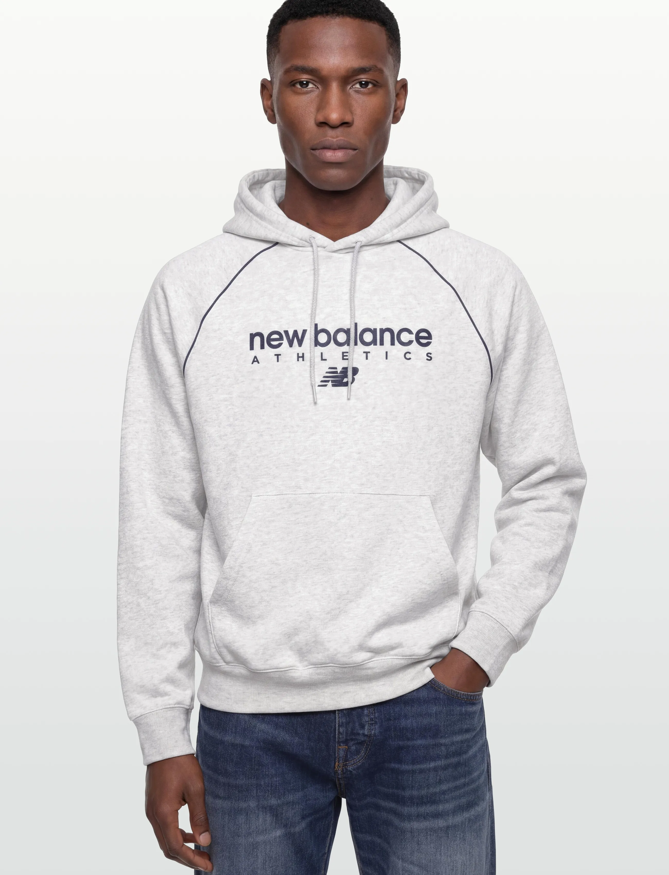 New Balance - Linear Graphic Fleece Hoodie - overdele - ash heather - 3