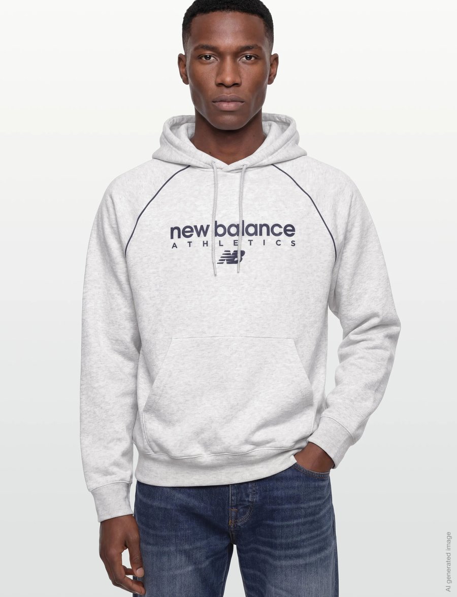New Balance - Linear Graphic Fleece Hoodie - overdele - ash heather - 3