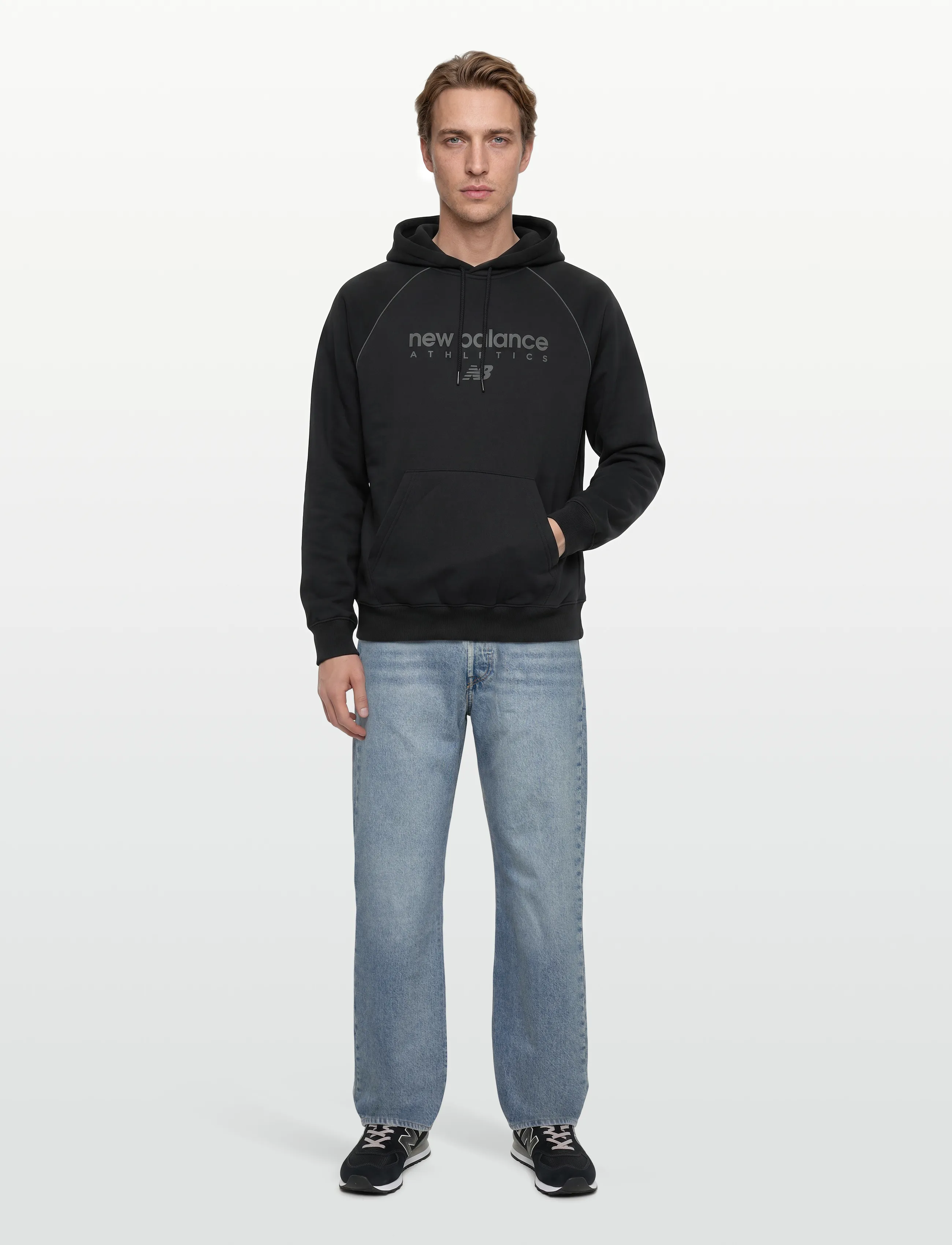 New Balance Linear Graphic Fleece Hoodie, XL, Sport Sweatshirts & Hoodies, Schwarz - Männerswear