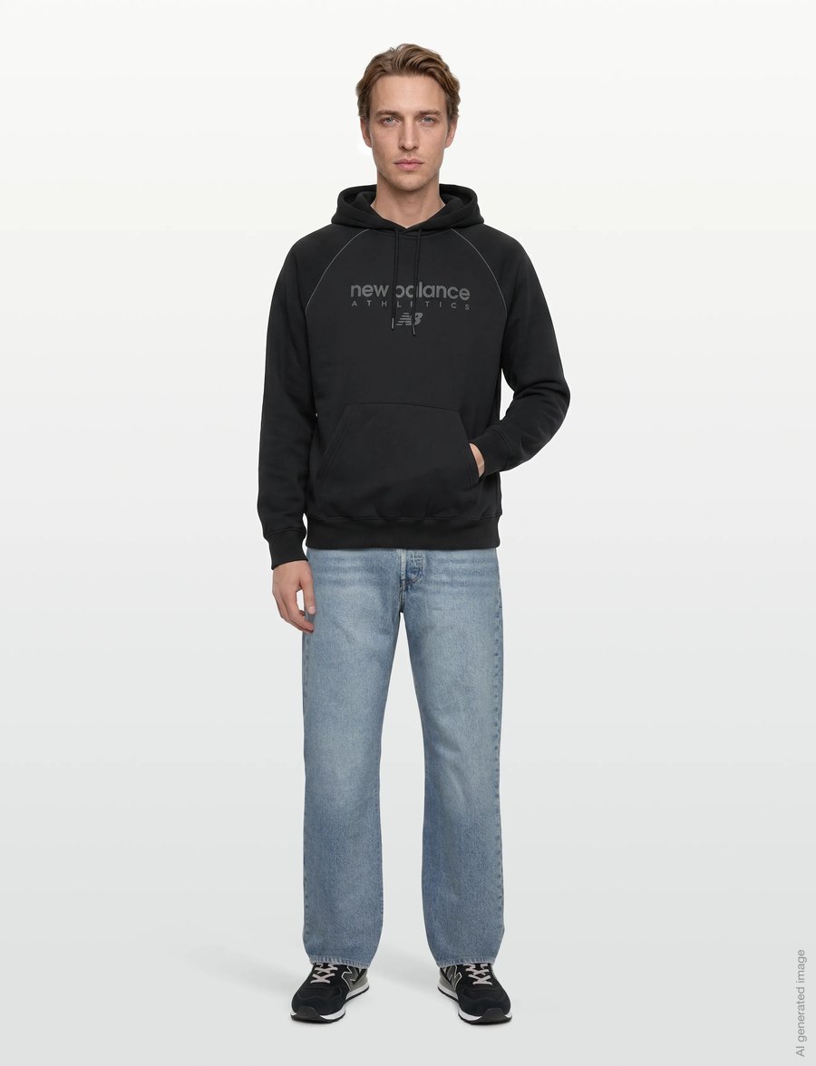 New Balance - Linear Graphic Fleece Hoodie - overdele - black - 0